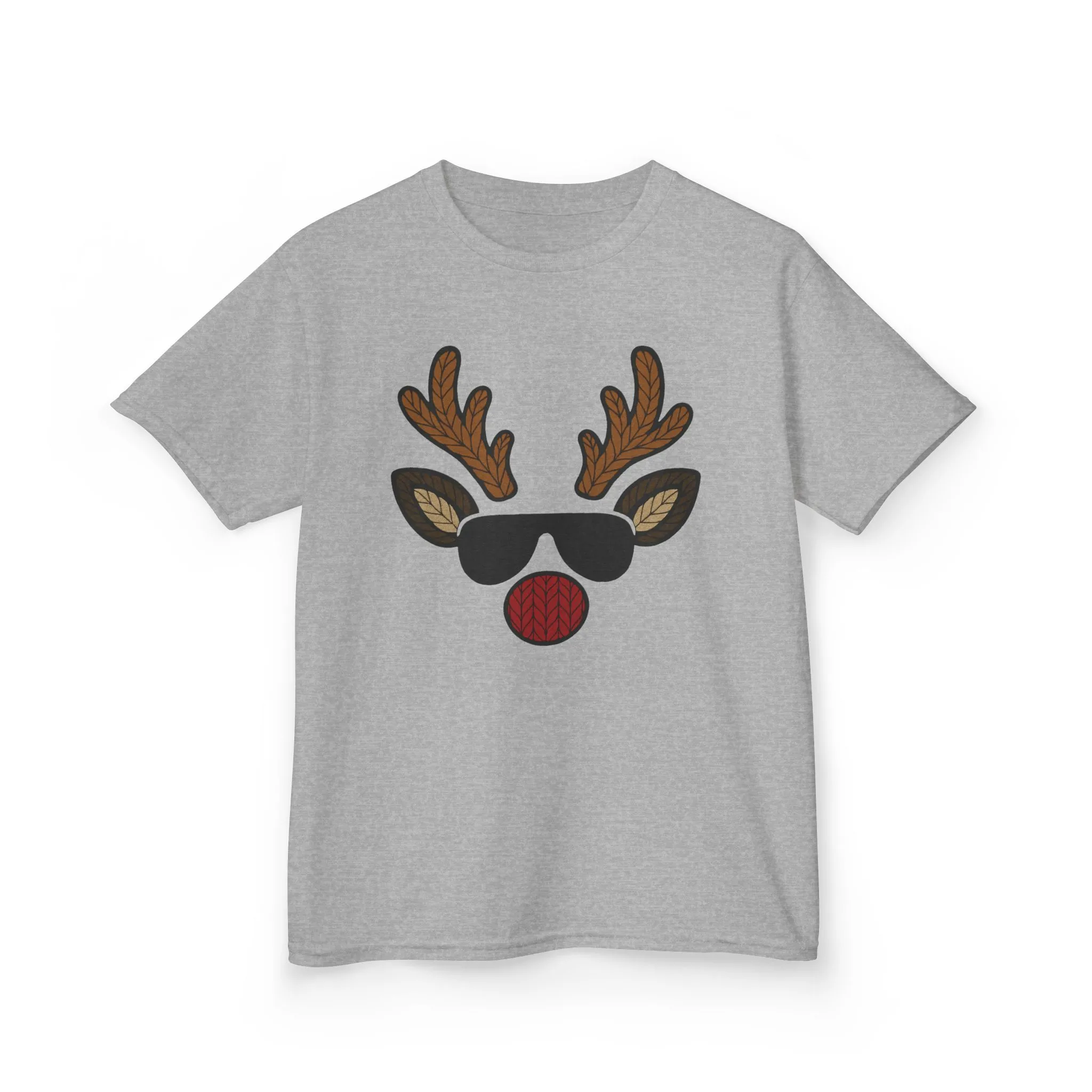 Boys Reindeer Face Christmas T-Shirt, Cute Knitted Holiday Tee, Father-Son Matching Outfit - Image 2