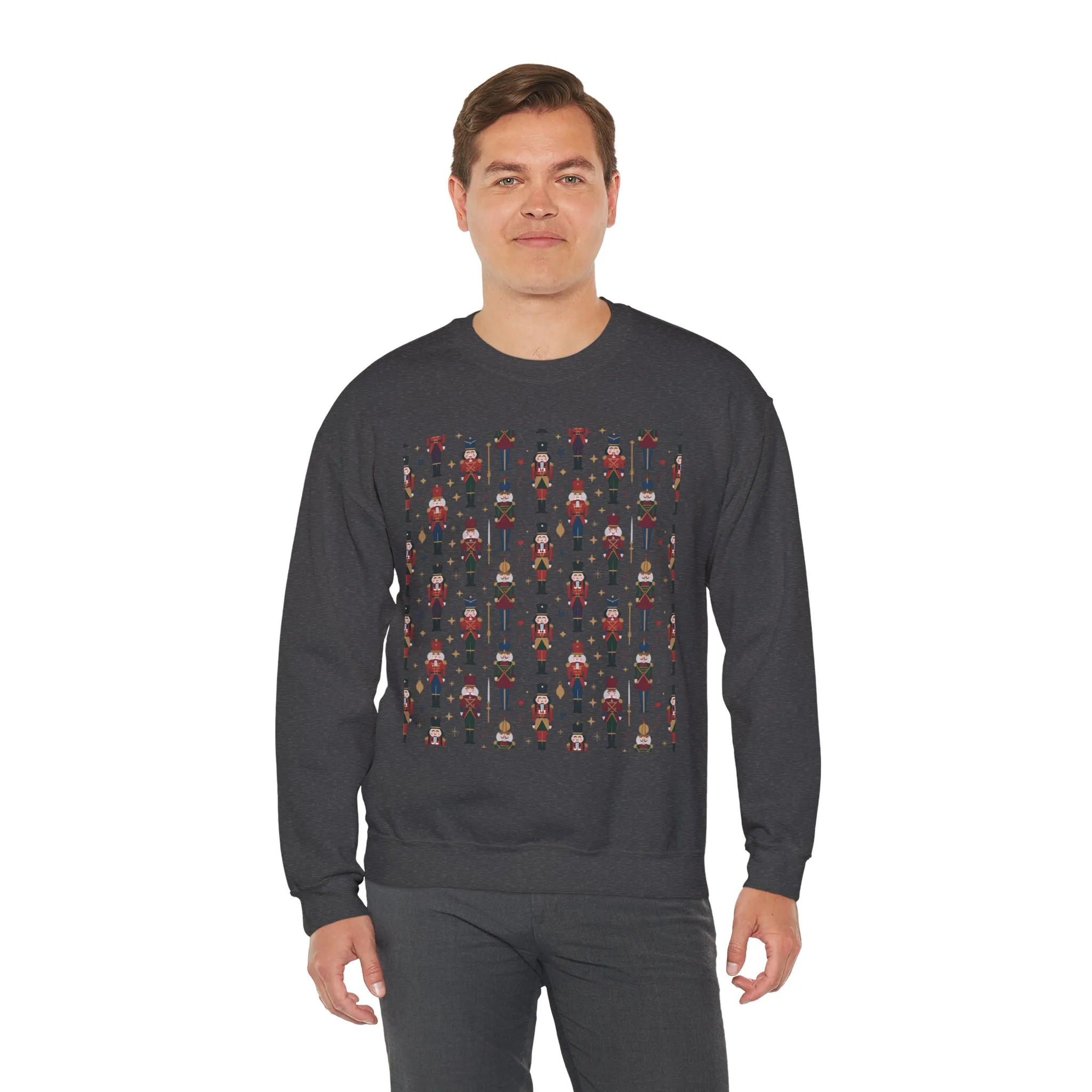Nutcracker Pattern Men's Sweatshirt, Festive Christmas Pullover, Holiday Gift for Him - Image 15