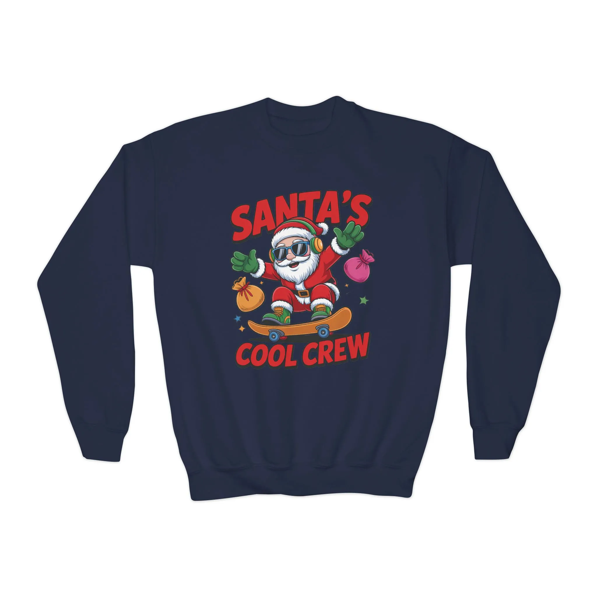 Santa's Cool Crew Youth Sweatshirt, Funny Santa Skateboard Christmas Pullover for Boys, Youth Crewneck Sweatshirt - Image 16