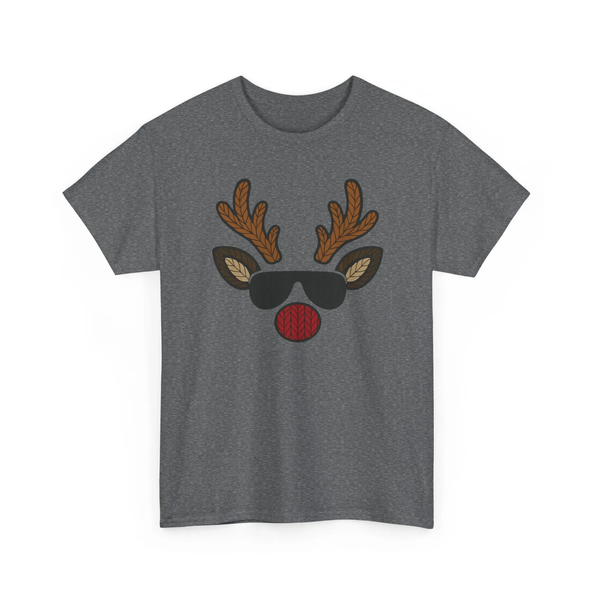 Men's Reindeer Face Christmas T-Shirt, Classic Holiday Tee, Father-Son Matching Outfit - Image 13