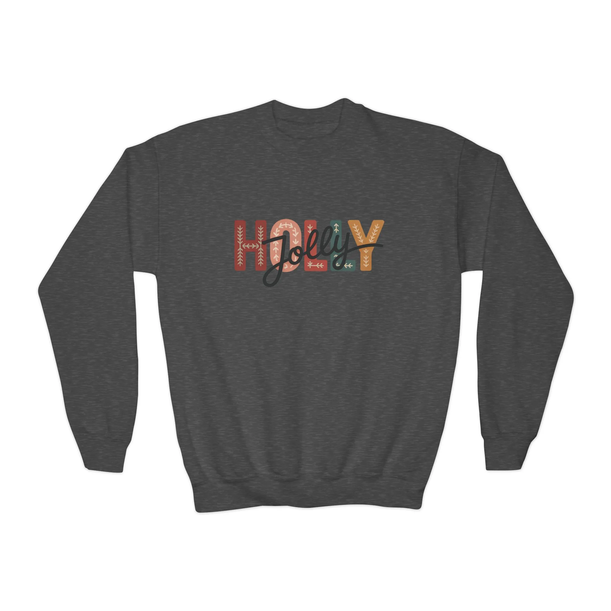 Girls Holly Jolly Christmas Sweatshirt, Minimal Festive Letter Pullover, Mother-Daughter Matching Outfit - Image 7