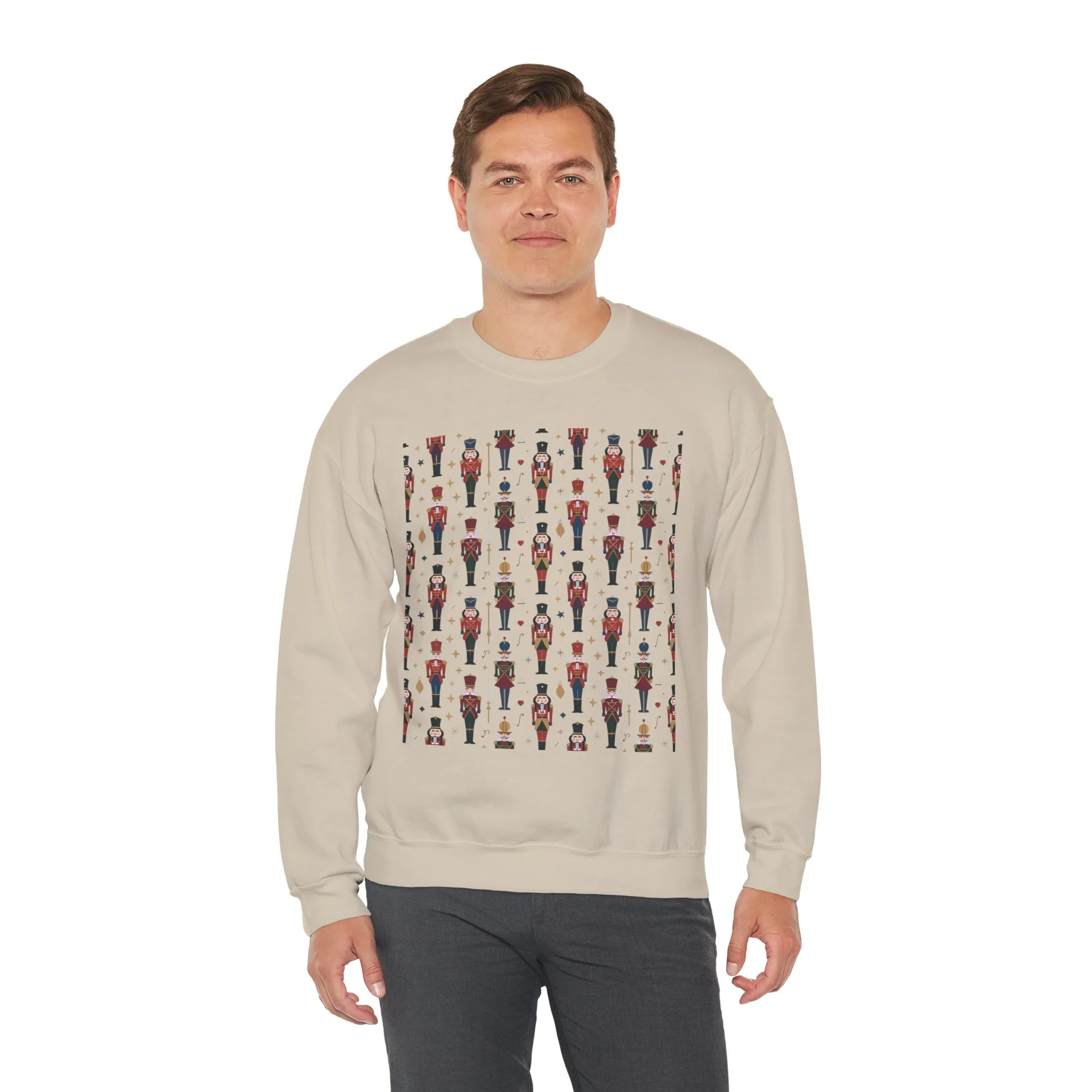 Nutcracker Pattern Men's Sweatshirt, Festive Christmas Pullover, Holiday Gift for Him - Image 12