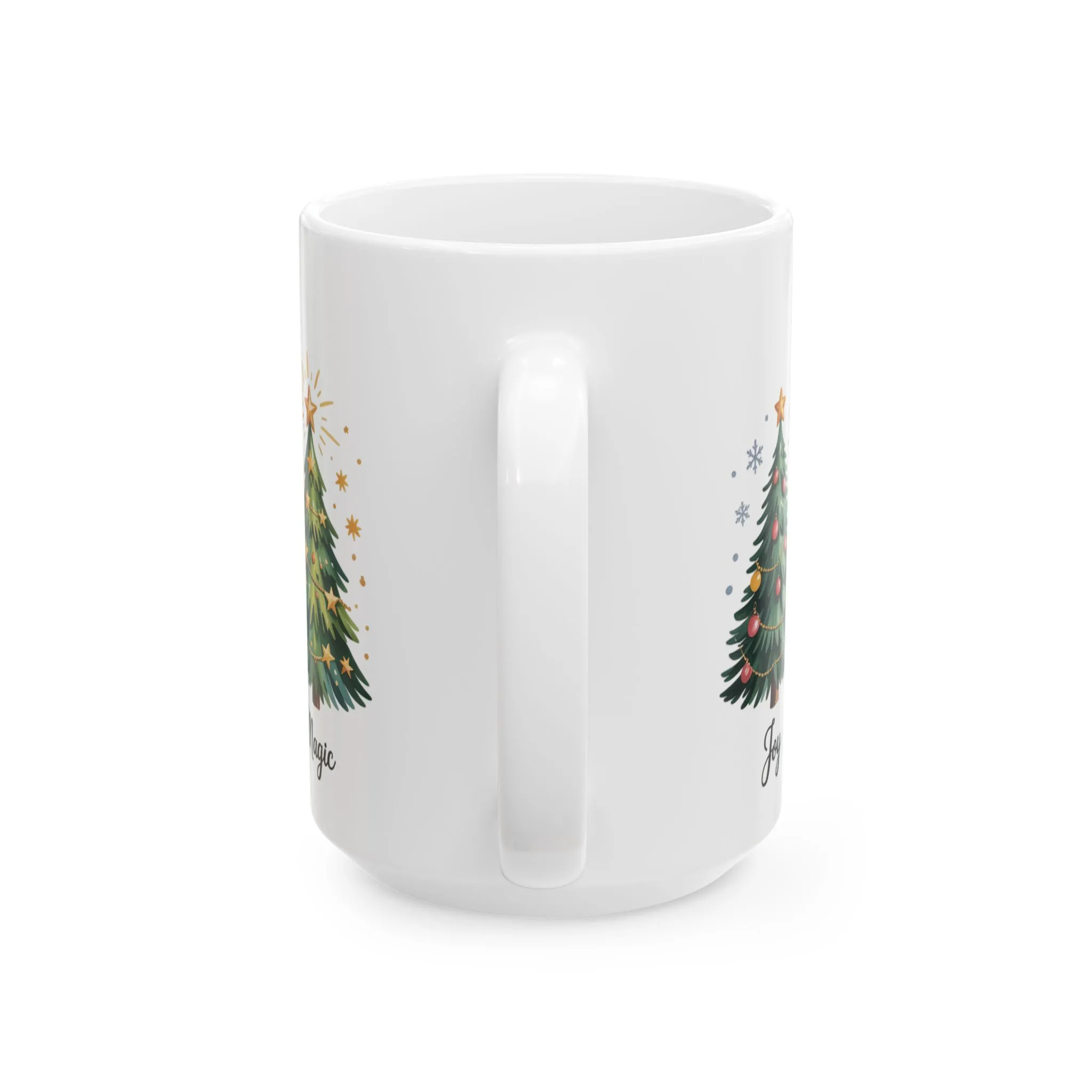 Merry Christmas Mug, Joy Love Peace Hope Magic Cup, Inspirational Holiday Gift, Christmas Tree Coffee Mug, Ceramic Mug (15oz) - Image 2