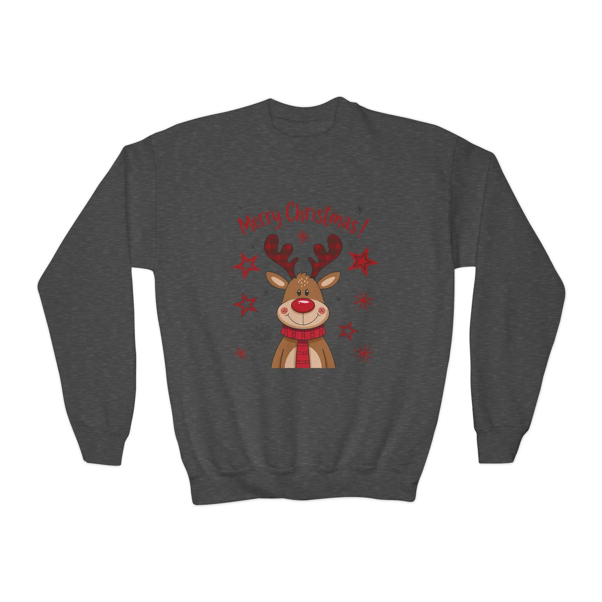 Girls Merry Christmas Reindeer Sweatshirt, Cute Plaid Antlers Holiday Pullover, Mother-Daughter Matching Outfit - Image 9