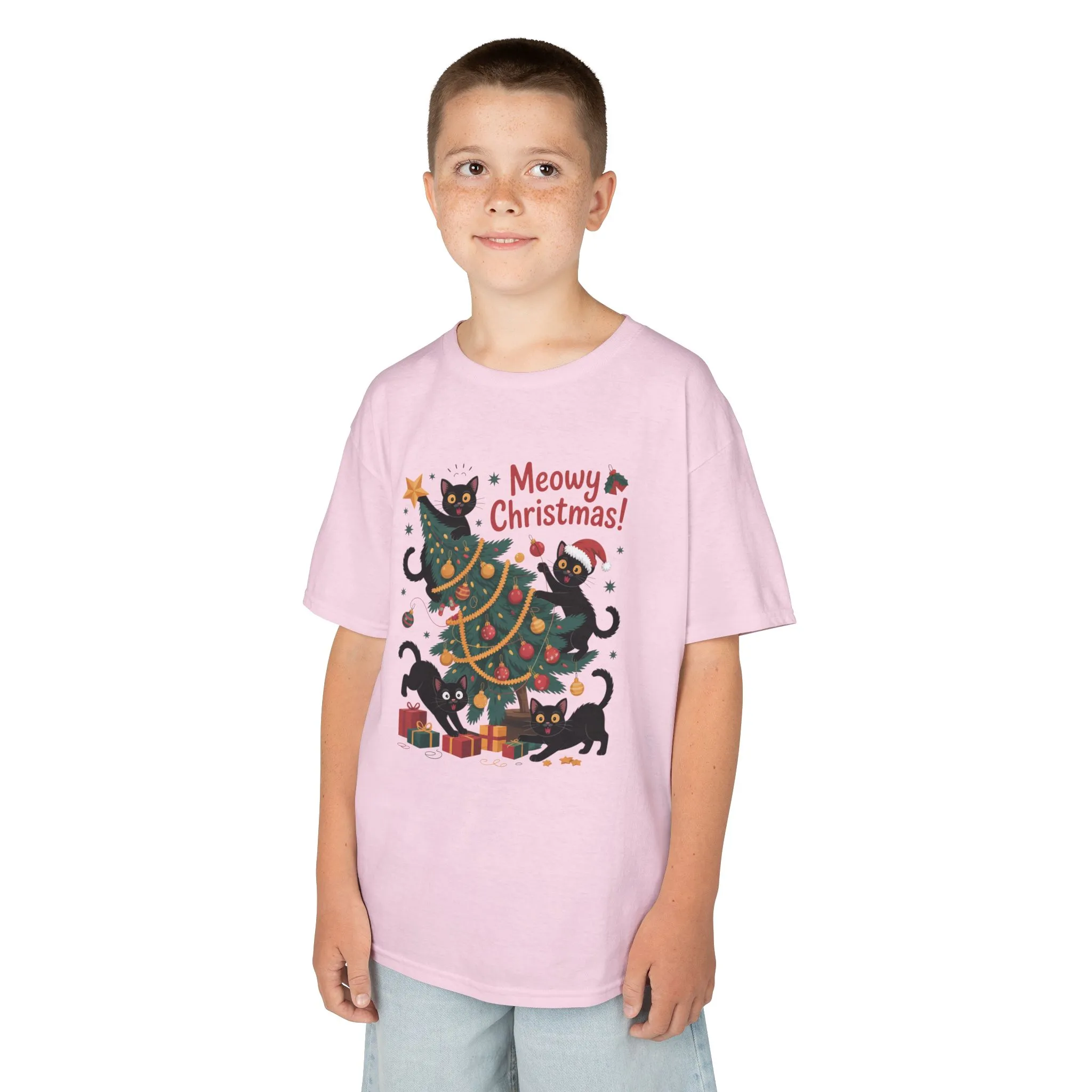Kids Funny Cat Christmas Tree T-Shirt, Cute Black Cats Holiday Tee, Christmas Cat Chaos Shirt for Girls - Image 24