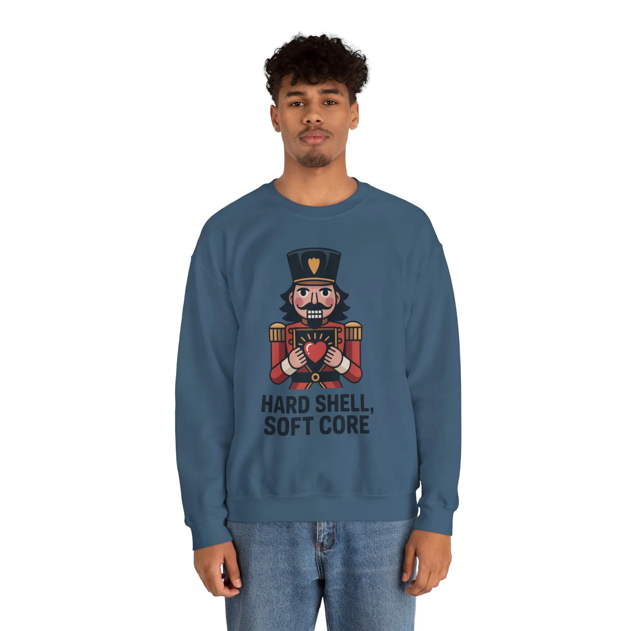Hard Shell Soft Core Men's Sweatshirt, Funny Nutcracker Christmas Sweater, Holiday Gift for Him - Image 11