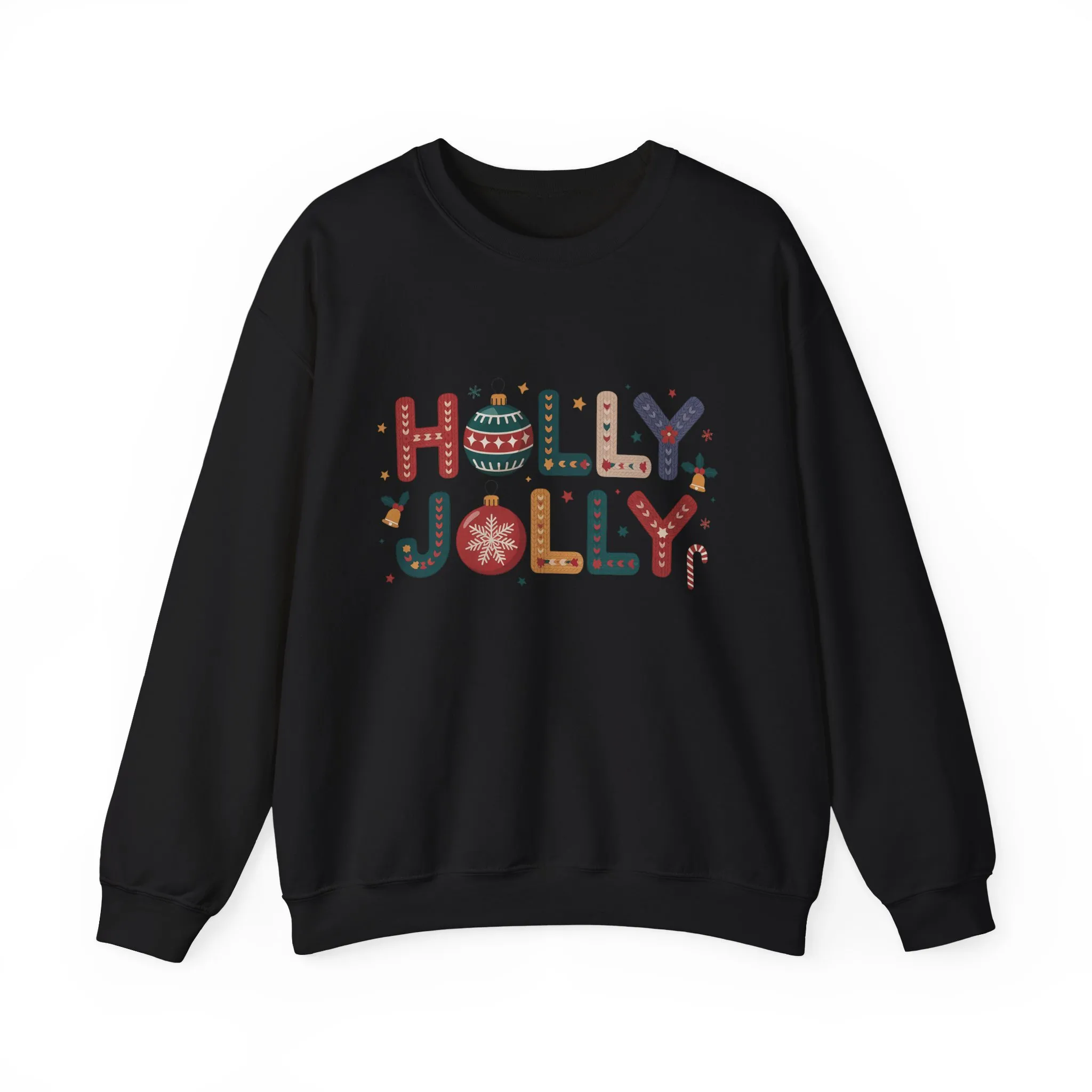 Women's Holly Jolly Christmas Sweatshirt, Ornament Letter Design, Cozy Holiday Pullover, Mother-Daughter Matching Outfit - Image 4