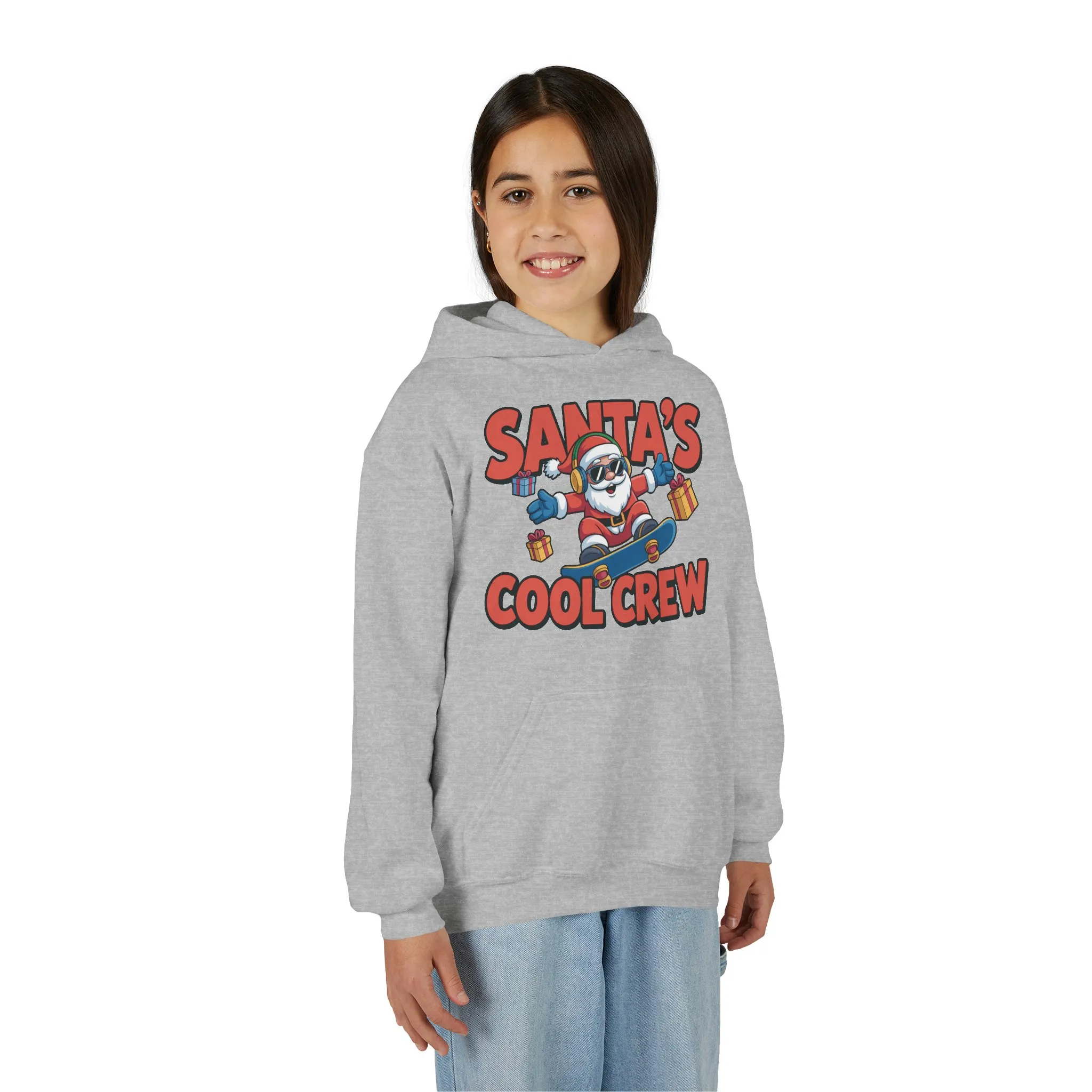 Santa's Cool Crew Youth Hoodie, Funny Christmas Hoodie for Boys, Cool Santa Skateboard Gift, Youth Heavy Blend Hooded Sweatshirt - Image 12