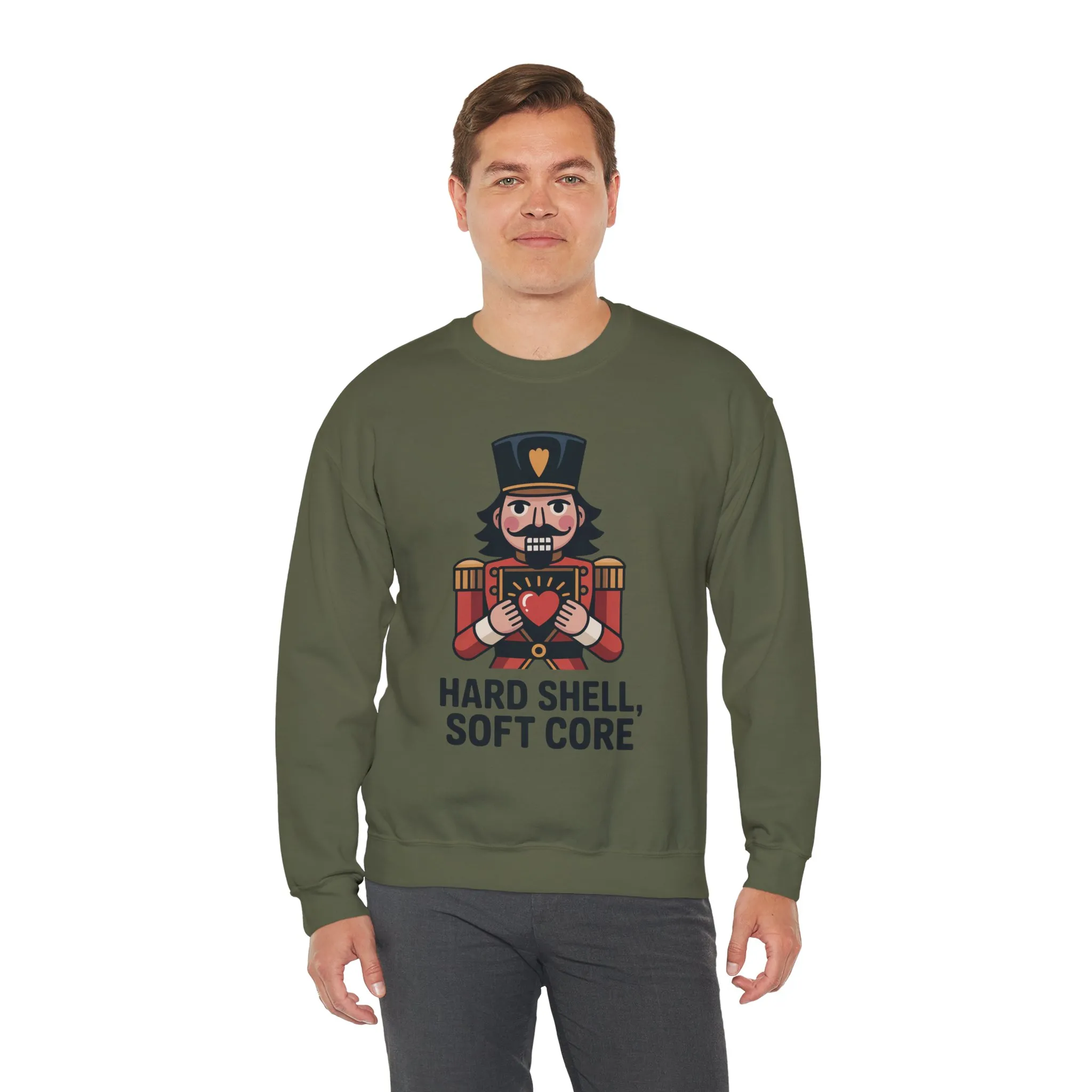 Hard Shell Soft Core Men's Sweatshirt, Funny Nutcracker Christmas Sweater, Holiday Gift for Him - Image 6