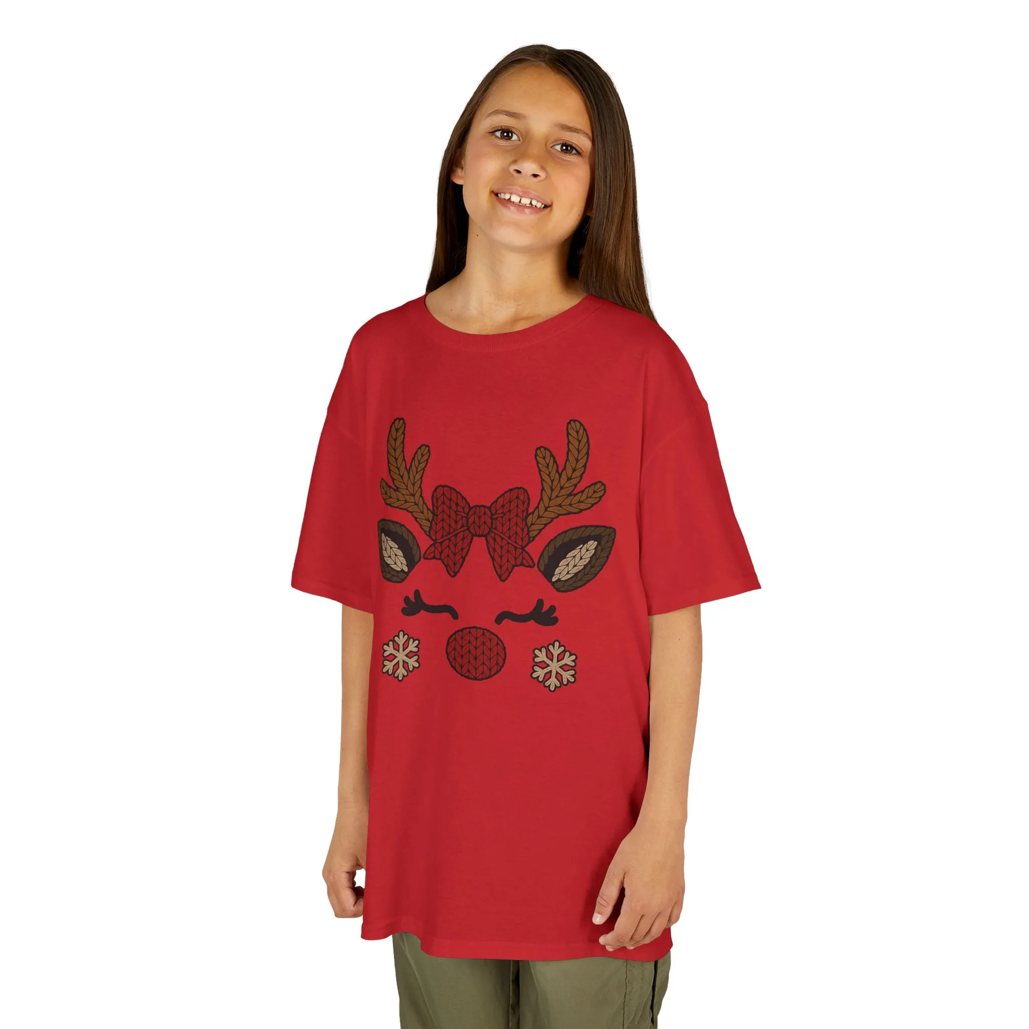 Girls Reindeer Face Christmas T-Shirt, Cute Holiday Tee, Mother-Daughter Matching Outfit - Image 14