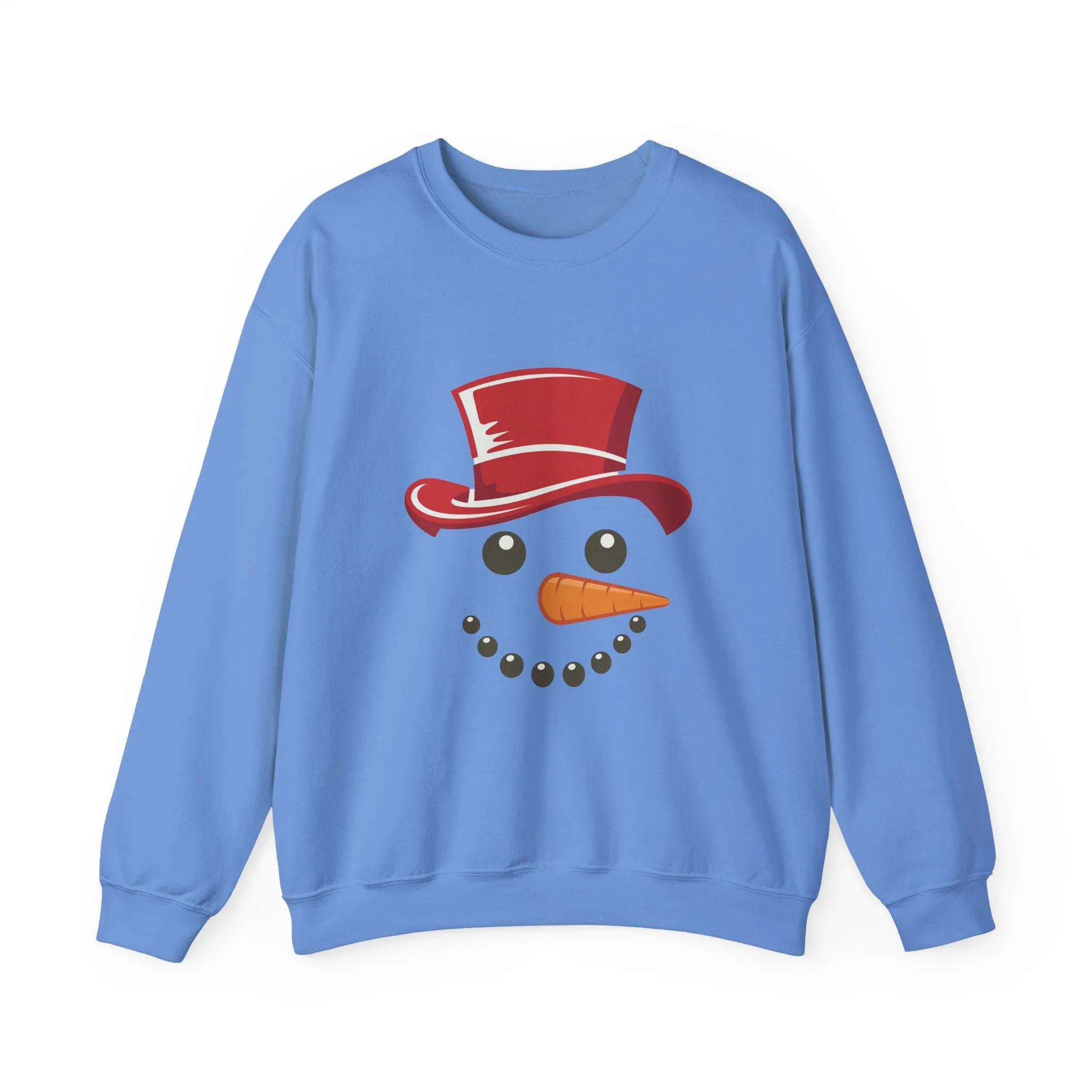 Snowman Face Christmas Sweatshirt, Cute Minimalist Holiday Crewneck, Red Hat Snowman Design, Unisex Winter Gift, Unisex Crewneck Sweatshirt - Image 7