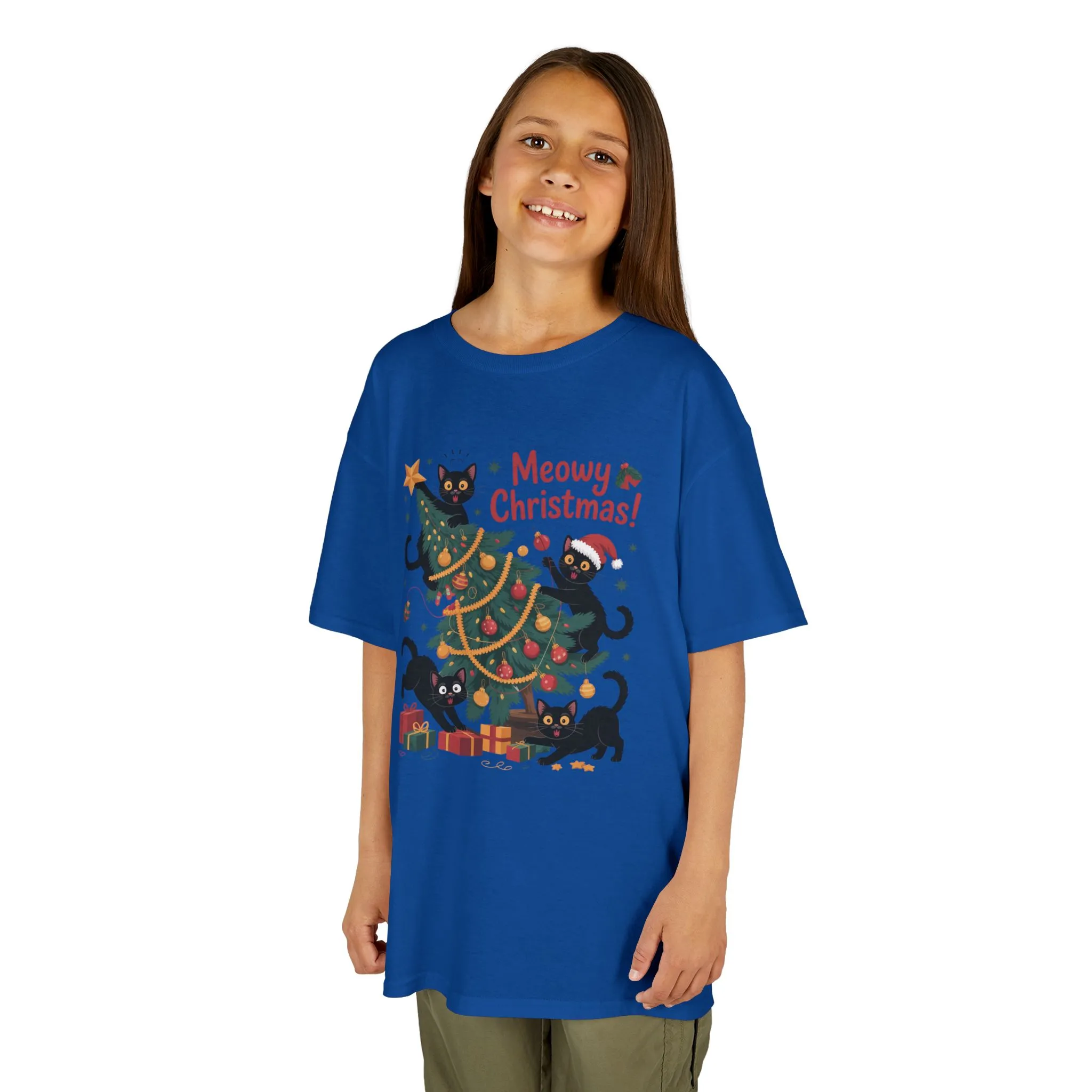 Kids Funny Cat Christmas Tree T-Shirt, Cute Black Cats Holiday Tee, Christmas Cat Chaos Shirt for Girls - Image 14