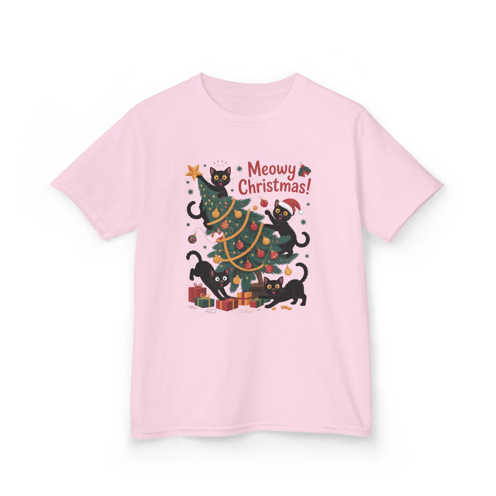 Kids Funny Cat Christmas Tree T-Shirt, Cute Black Cats Holiday Tee, Christmas Cat Chaos Shirt for Girls - Image 22