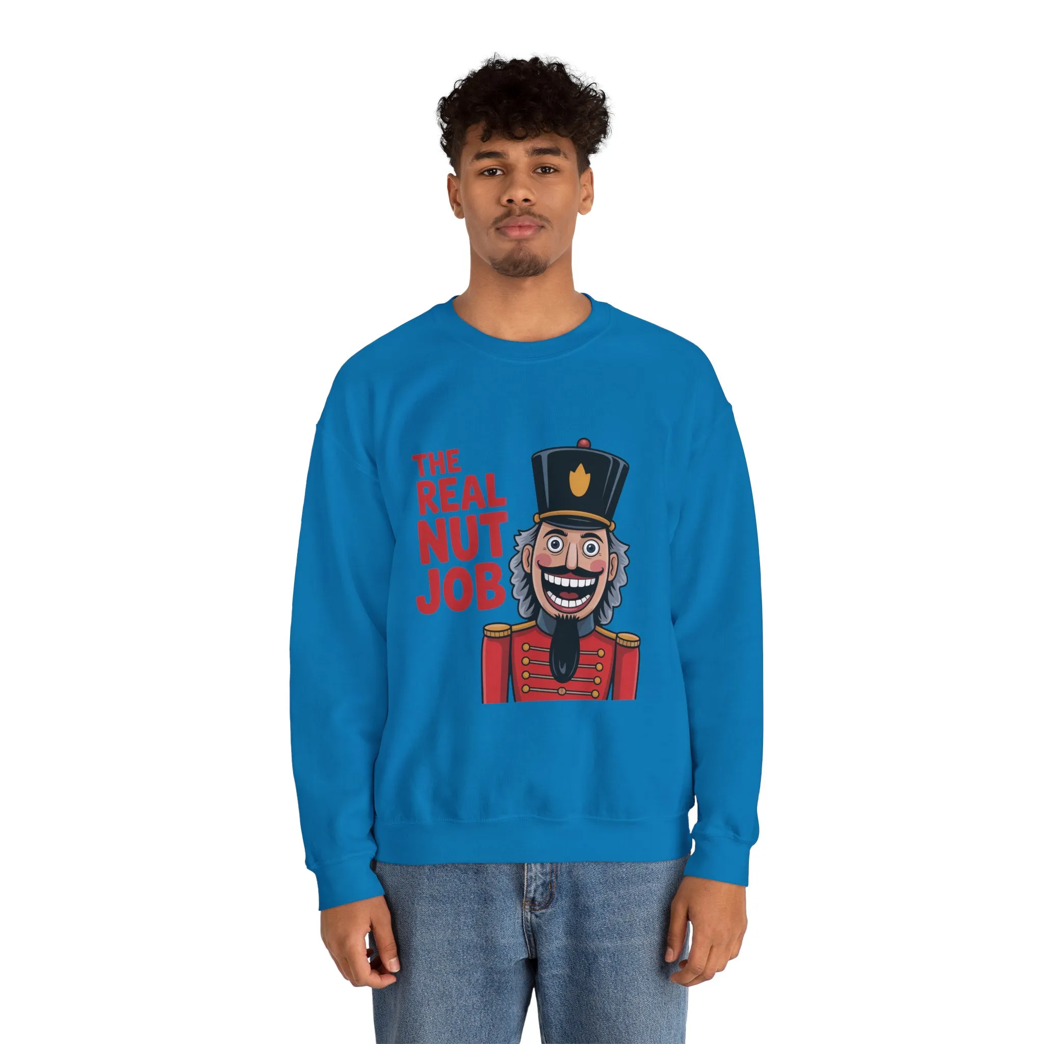 The Real Nut Job Men's Sweatshirt, Funny Nutcracker Christmas Sweater, Holiday Gift for Him - Image 14