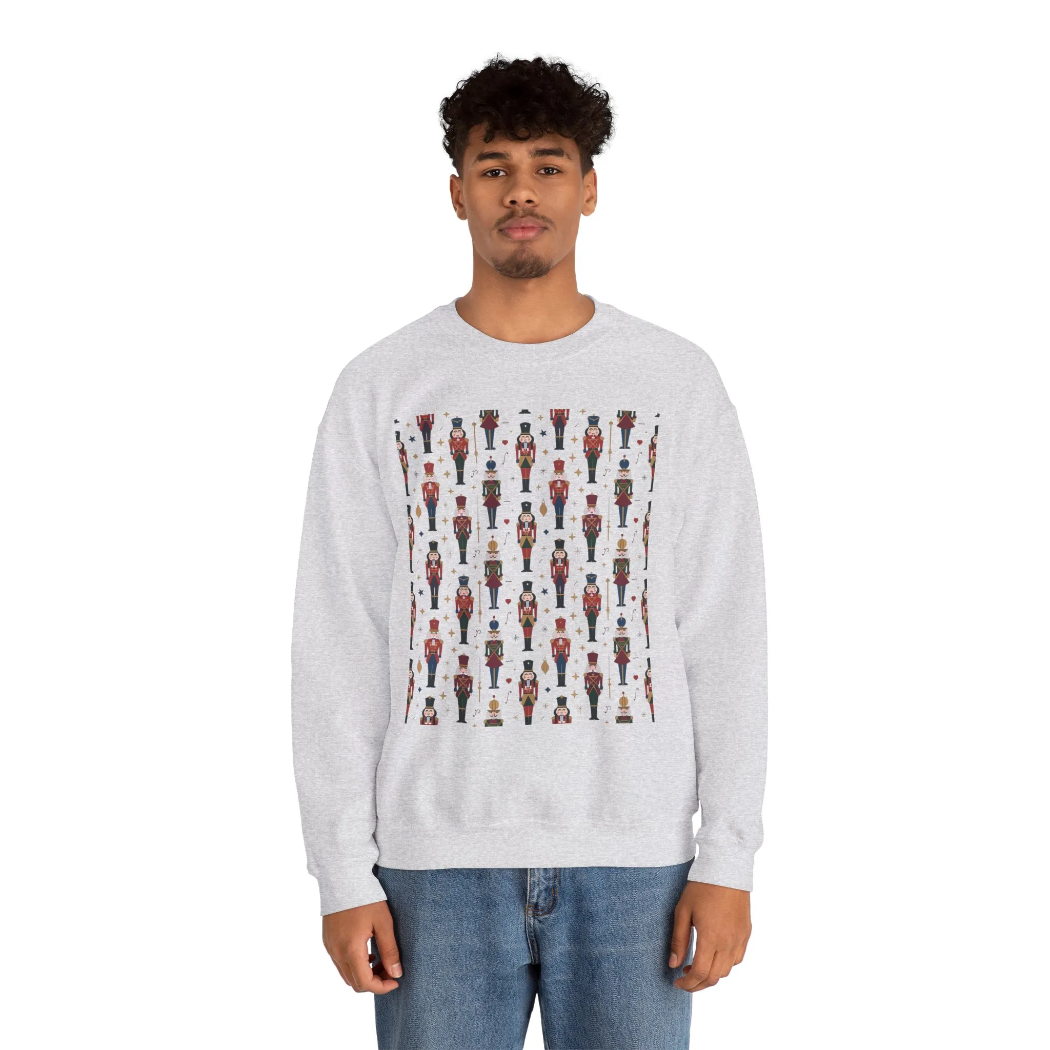 Nutcracker Pattern Men's Sweatshirt, Festive Christmas Pullover, Holiday Gift for Him - Image 5