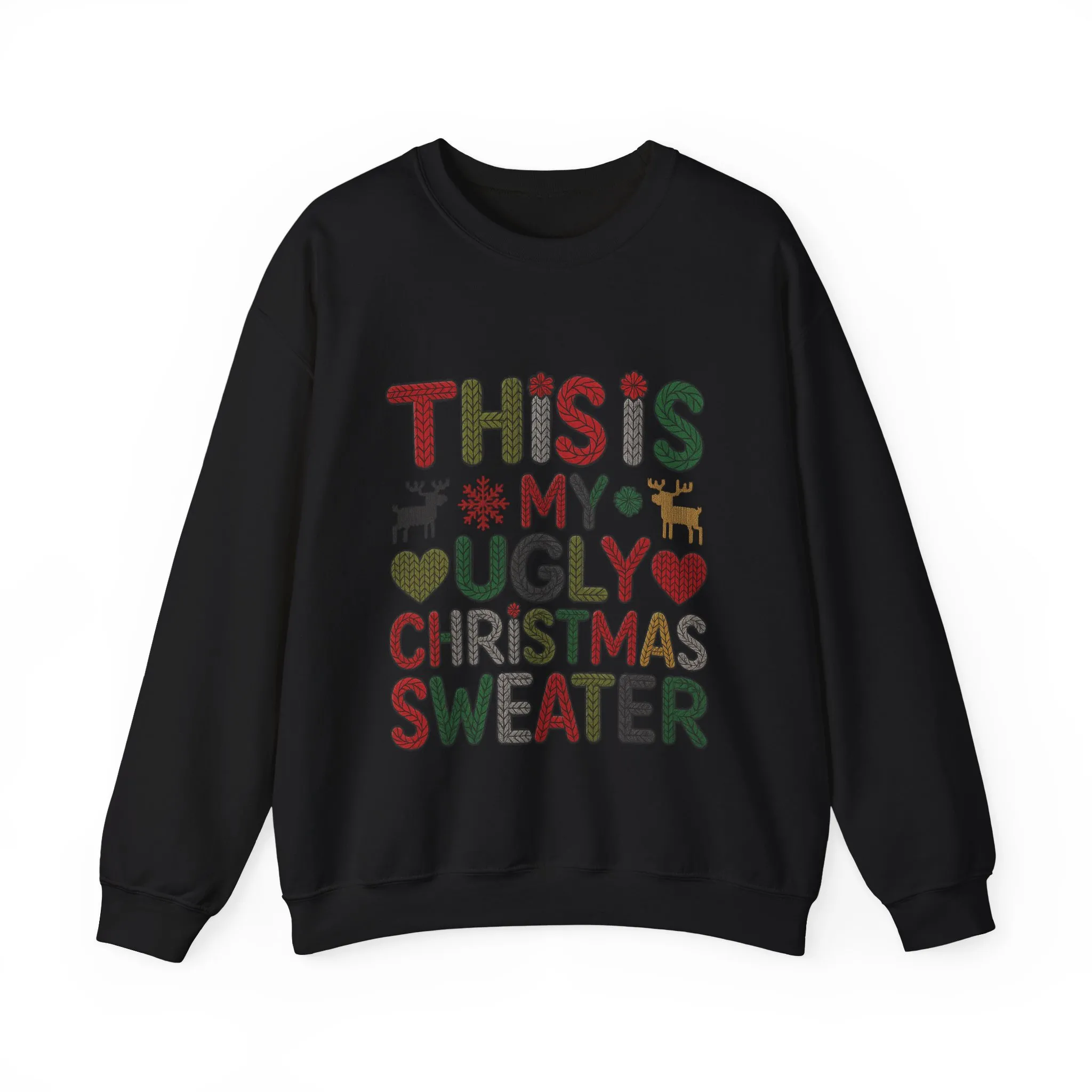 This Is My Ugly Christmas Sweater Women's Sweatshirt, Funny Holiday Pullover, Festive Knit Letter Design, Christmas Party Outfit - Image 4