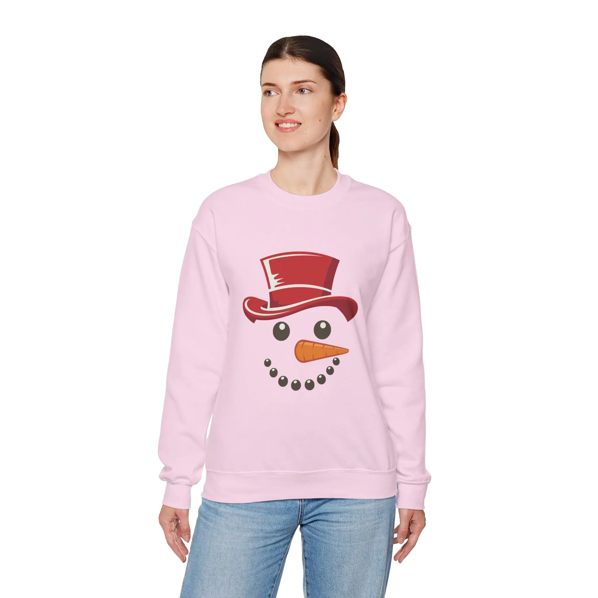 Snowman Face Christmas Sweatshirt, Cute Minimalist Holiday Crewneck, Red Hat Snowman Design, Unisex Winter Gift, Unisex Crewneck Sweatshirt - Image 27
