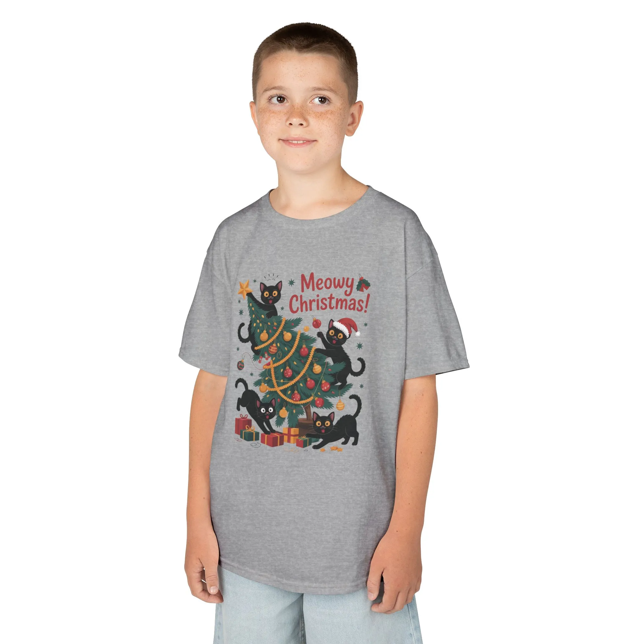 Kids Funny Cat Christmas Tree T-Shirt, Cute Black Cats Holiday Tee, Christmas Cat Chaos Shirt for Girls - Image 6