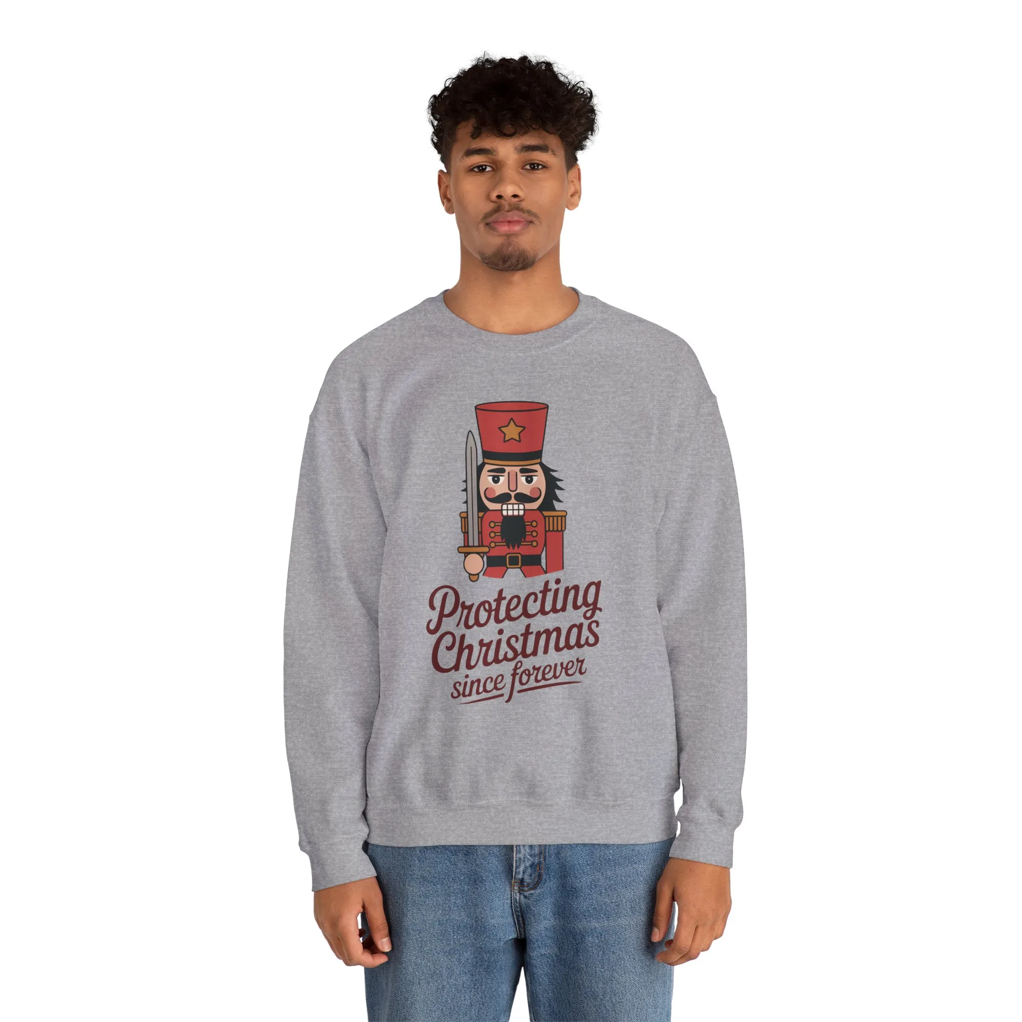 Protecting Christmas Since Forever Men's Sweatshirt, Funny Nutcracker Christmas Sweater, Holiday Gift for Him - Image 3
