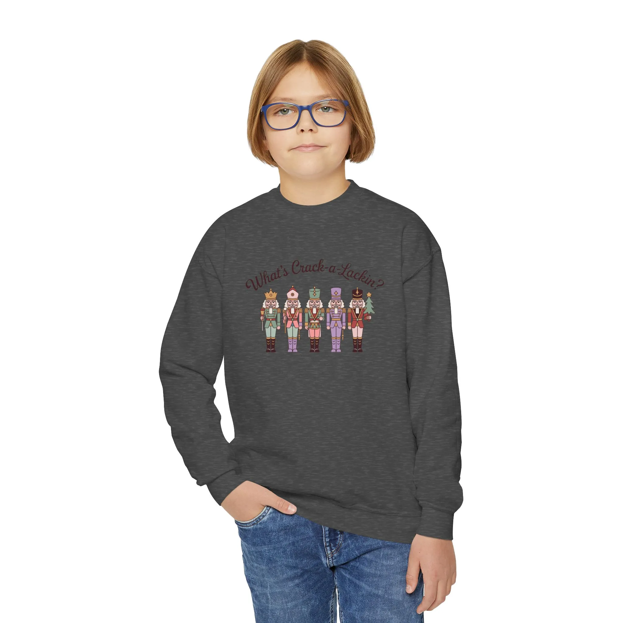 What's Crack-a-Lackin? Girls Christmas Sweatshirt, Cozy Nutcracker Squad Sweater, Mom - Daughter Family Match Outfit - Image 8