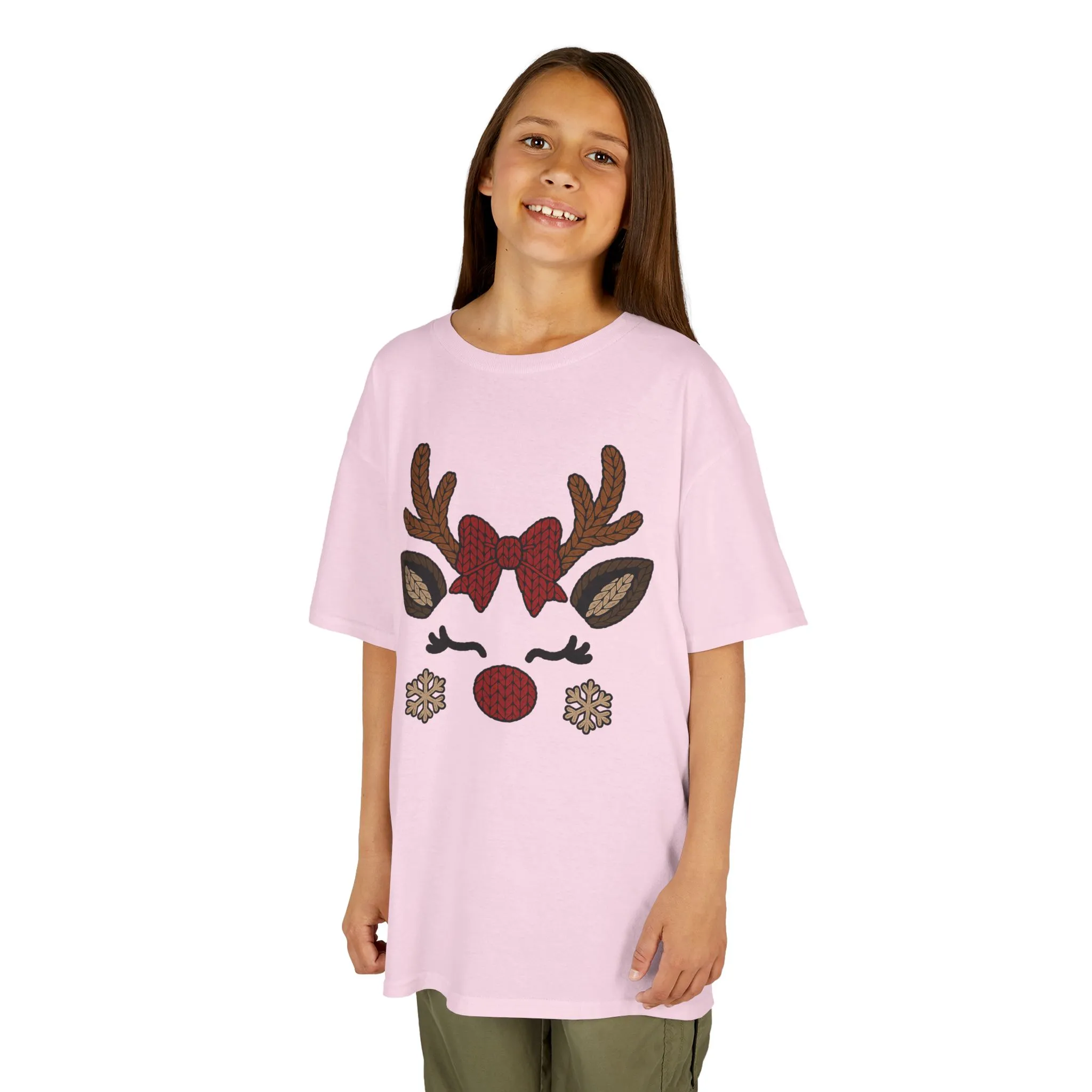 Girls Reindeer Face Christmas T-Shirt, Cute Holiday Tee, Mother-Daughter Matching Outfit - Image 10