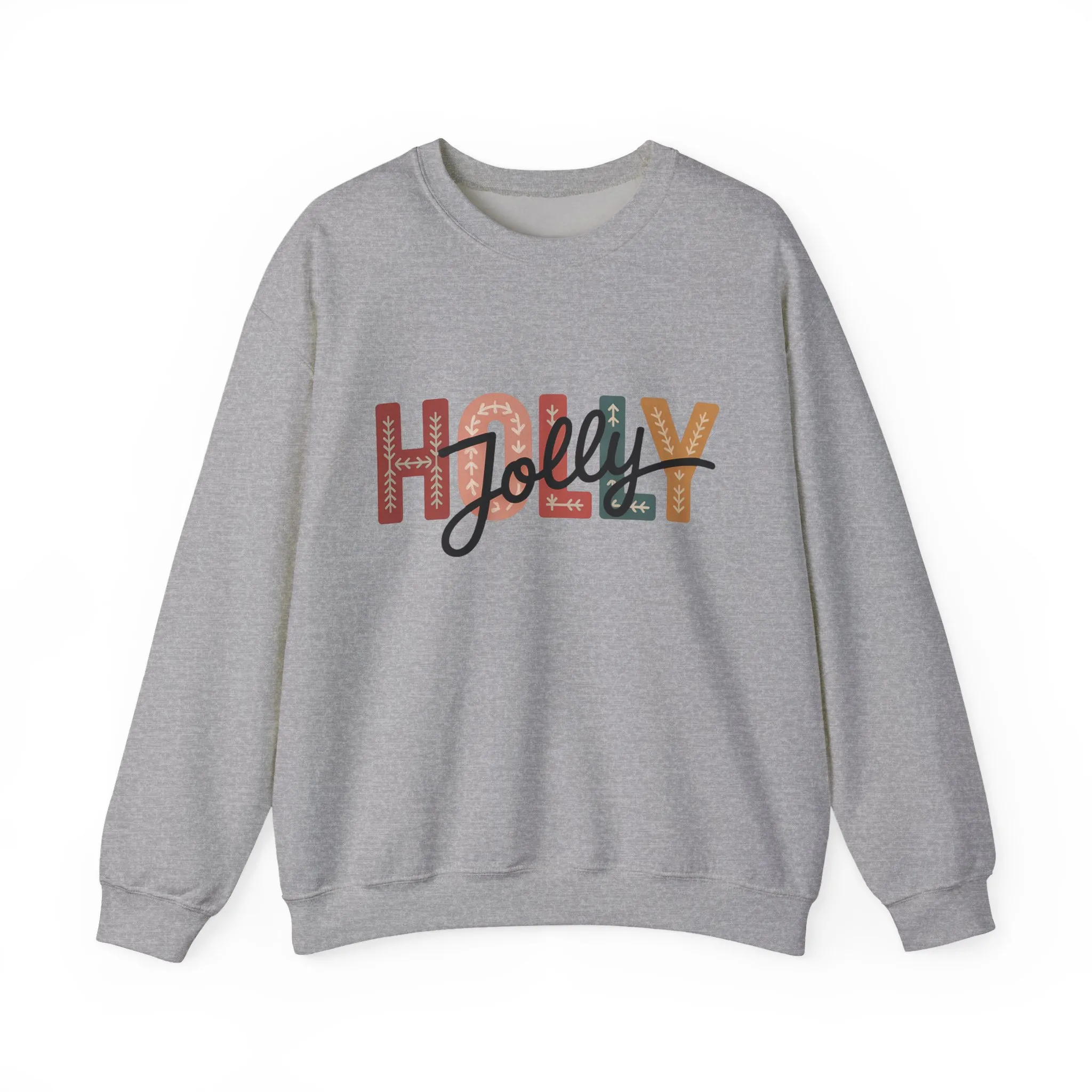 Women's Holly Jolly Christmas Sweatshirt, Minimal Festive Letter Design, Cozy Holiday Pullover, Mother-Daughter Matching Outfit - Image 5