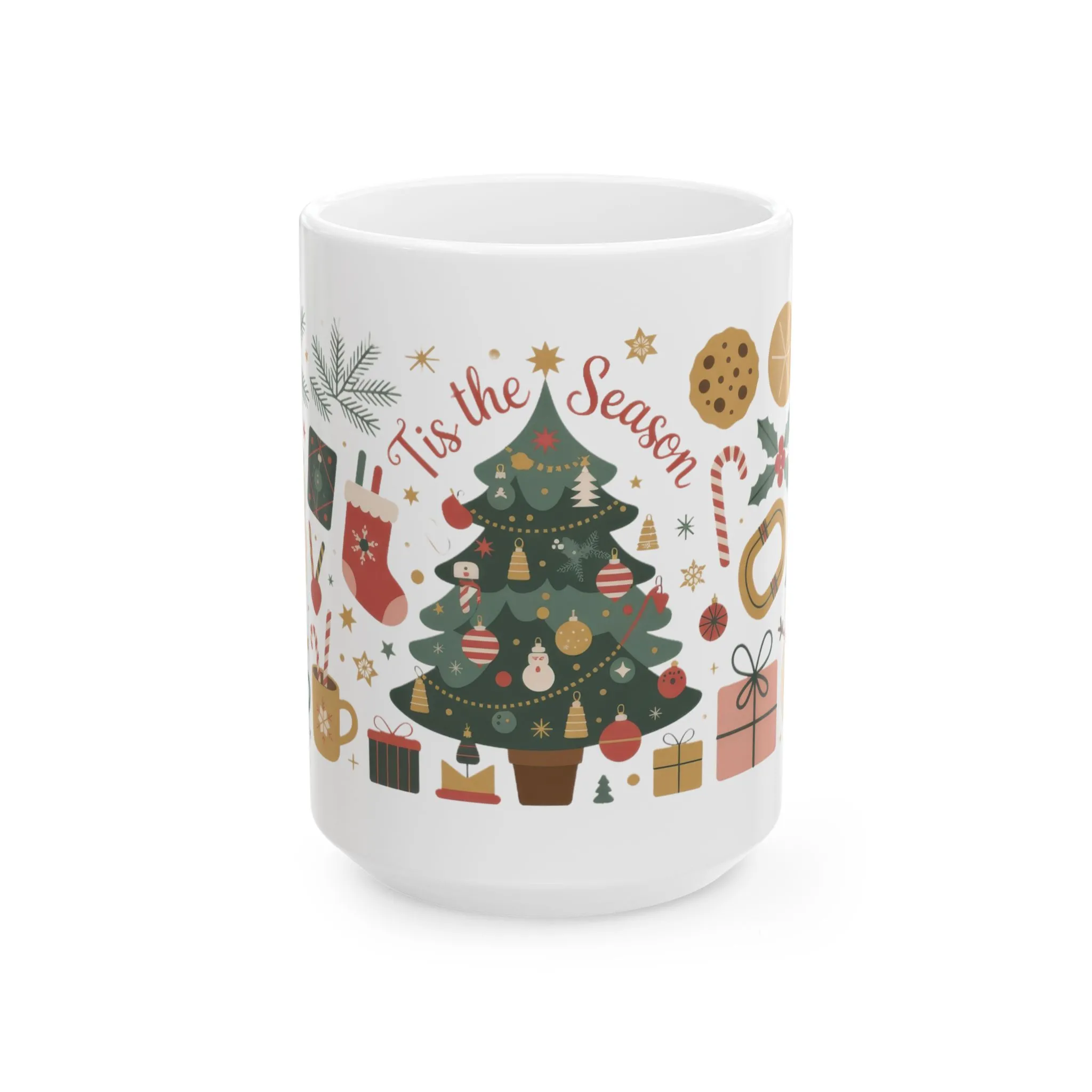 Tis The Season Christmas Mug, Cozy Holiday Coffee Cup, Festive Tree - Santa Design, Christmas Gift Idea, Ceramic Mug, (11oz, 15oz) - Image 9