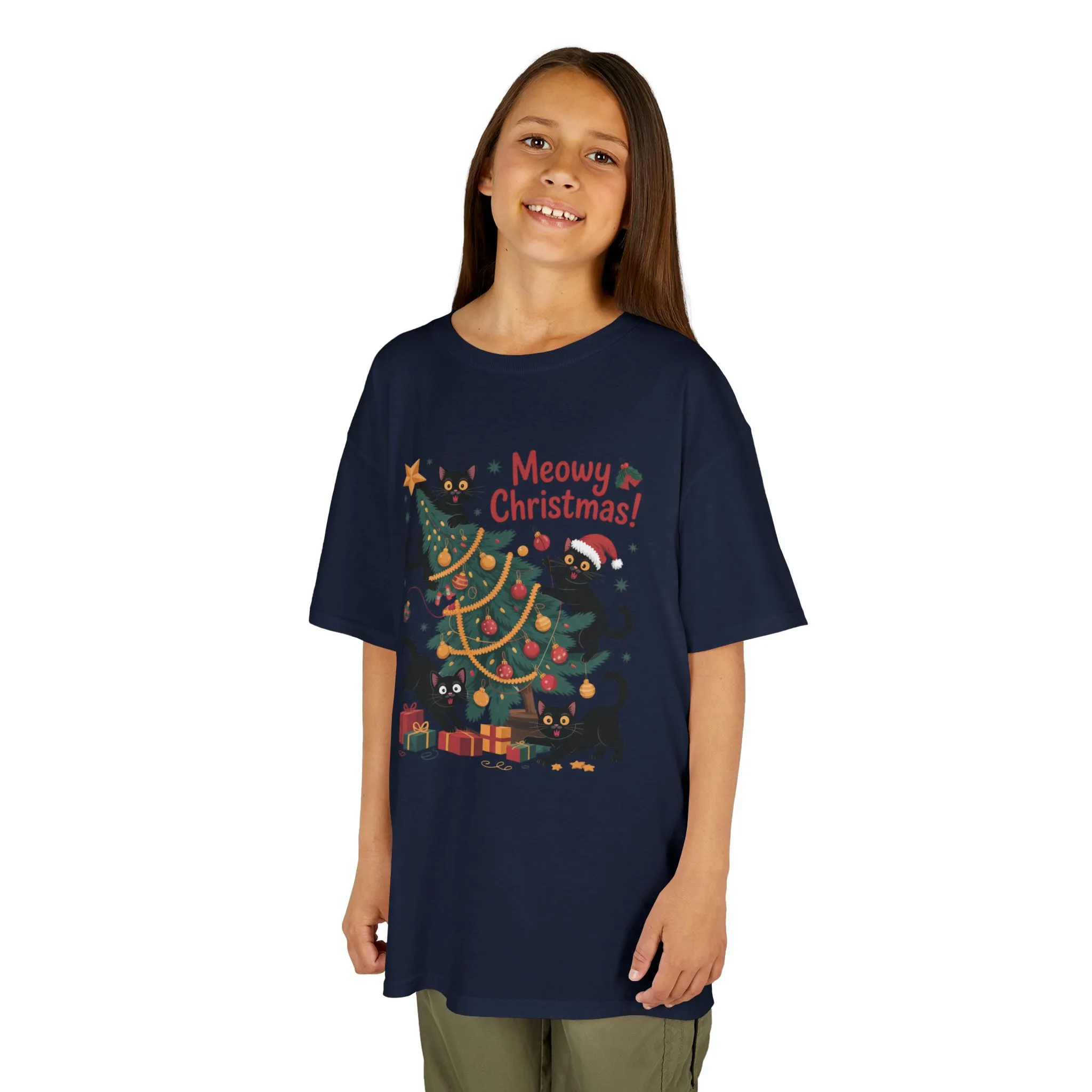 Kids Funny Cat Christmas Tree T-Shirt, Cute Black Cats Holiday Tee, Christmas Cat Chaos Shirt for Girls - Image 17