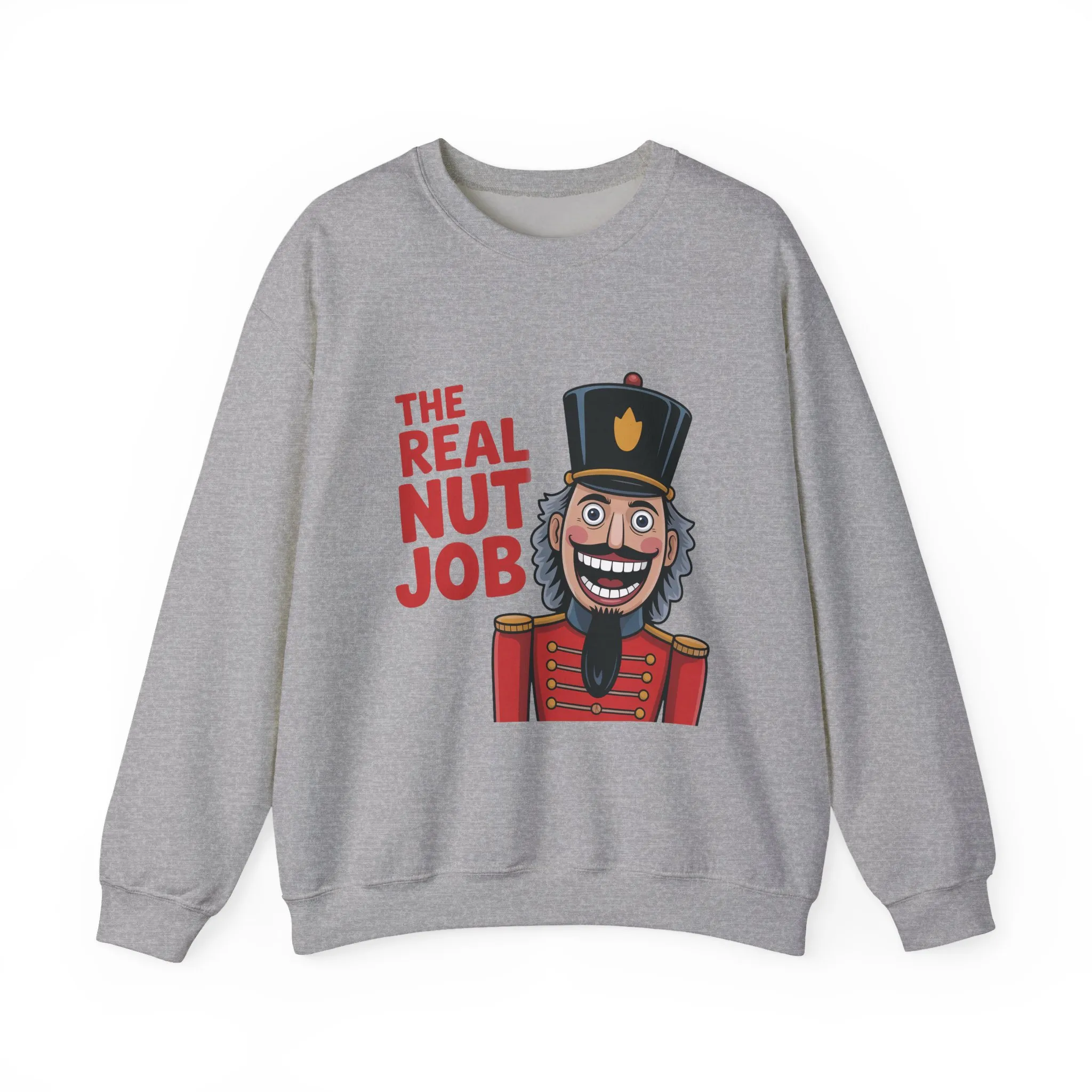 The Real Nut Job Men's Sweatshirt, Funny Nutcracker Christmas Sweater, Holiday Gift for Him - Image 4