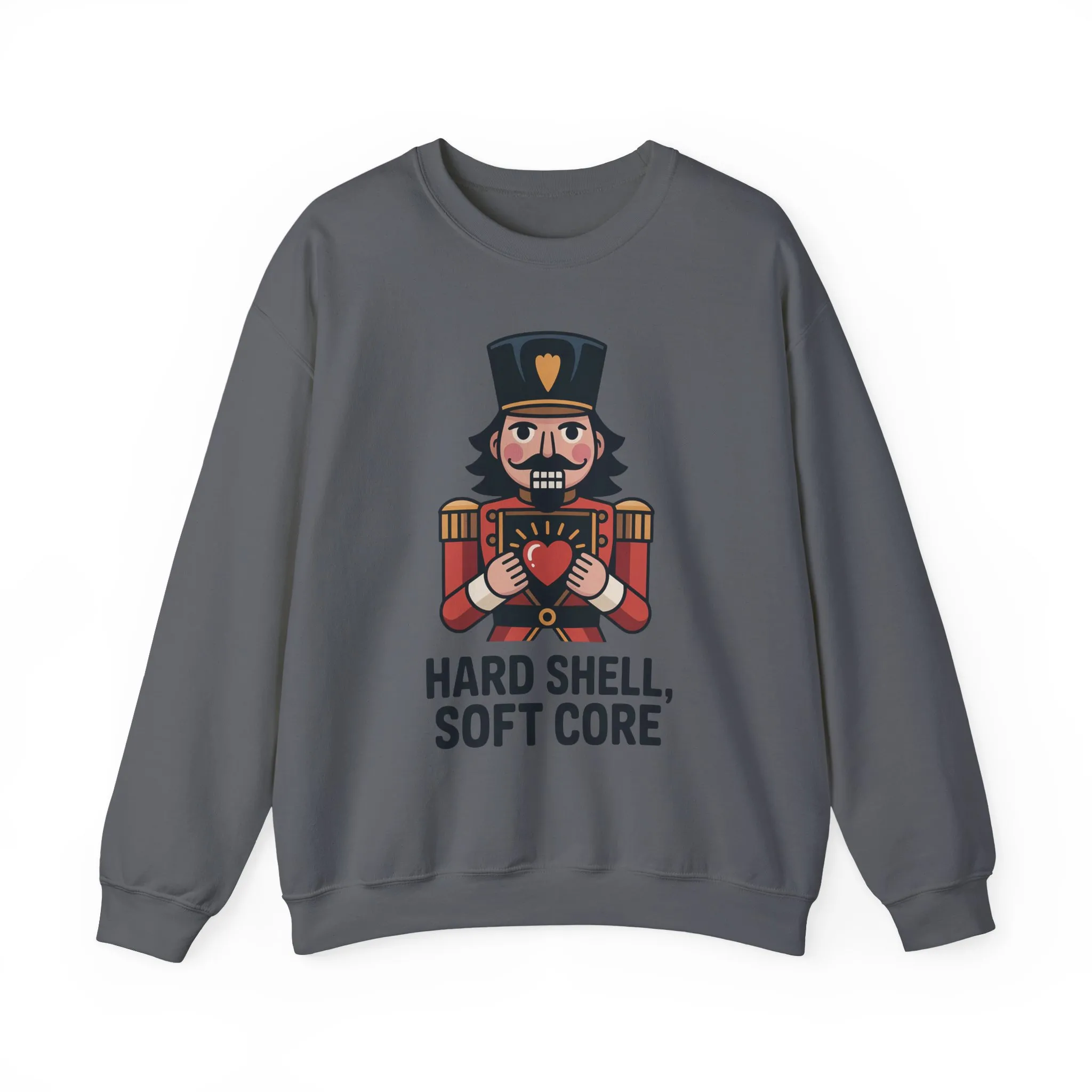 Hard Shell Soft Core Men's Sweatshirt, Funny Nutcracker Christmas Sweater, Holiday Gift for Him - Image 16