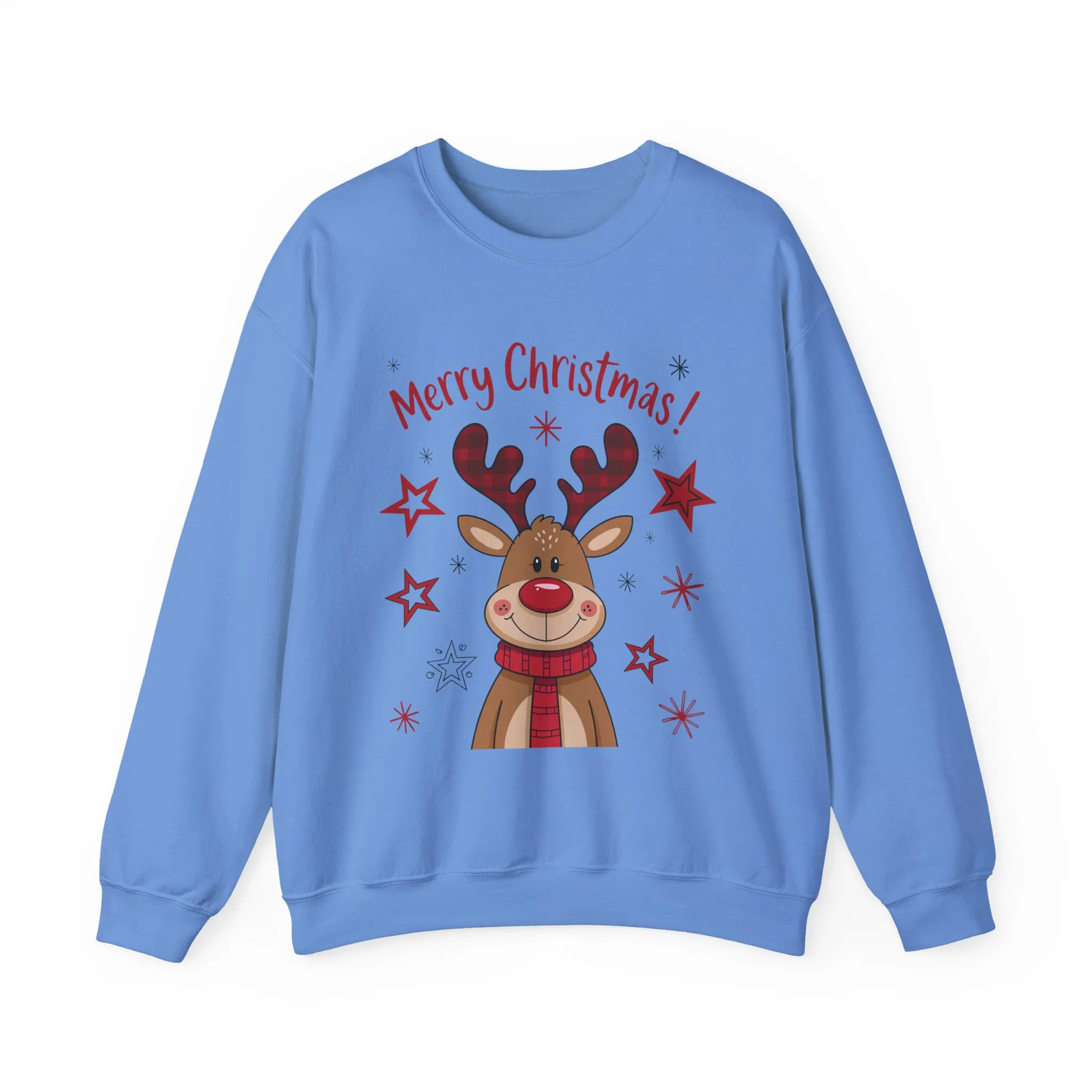 Women's Merry Christmas Reindeer Sweatshirt, Cute Plaid Antlers Design, Holiday Pullover, Mother-Daughter Matching Outfit - Image 2