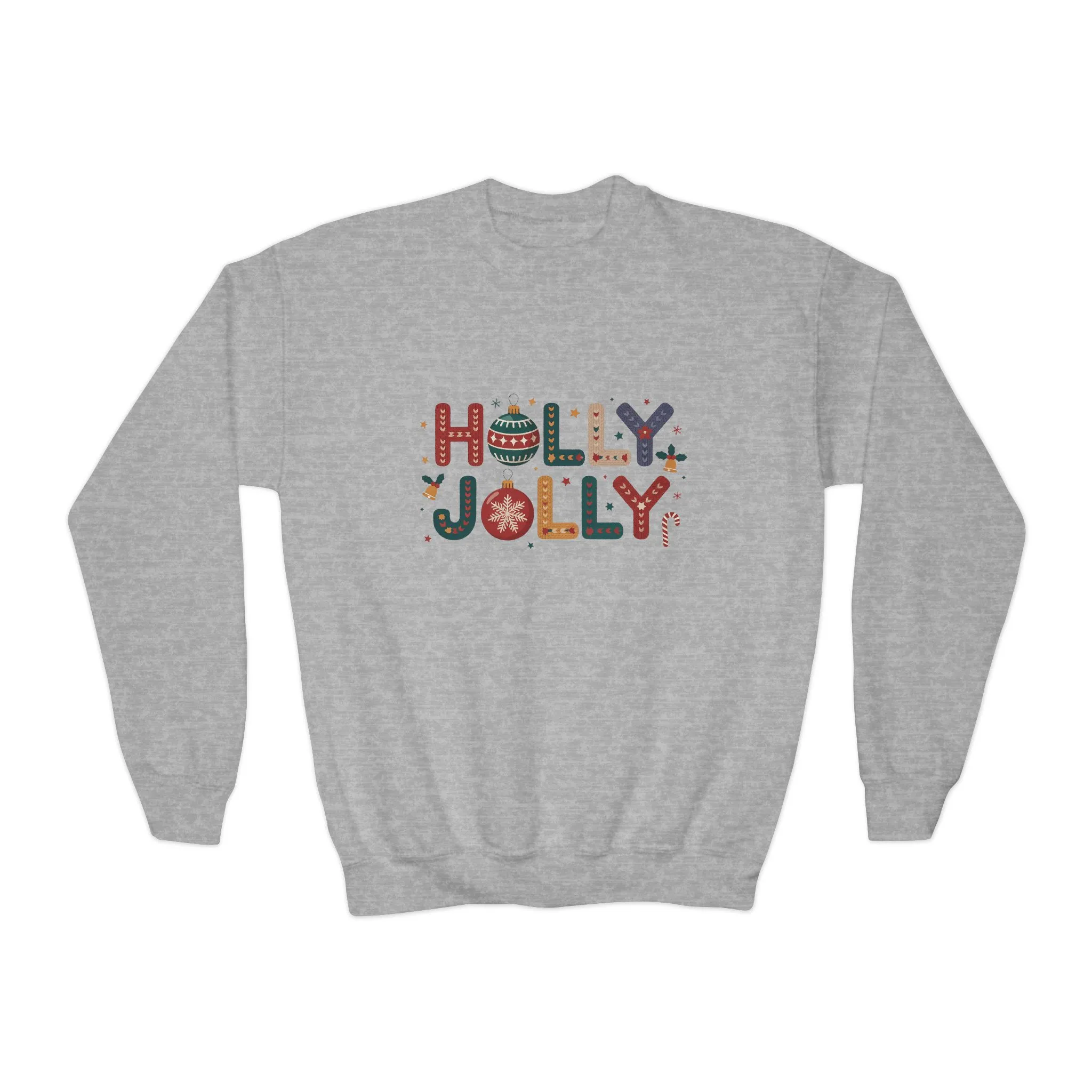 Girls Holly Jolly Christmas Sweatshirt, Cute Ornament Letter Pullover, Mother-Daughter Matching Outfit - Image 5