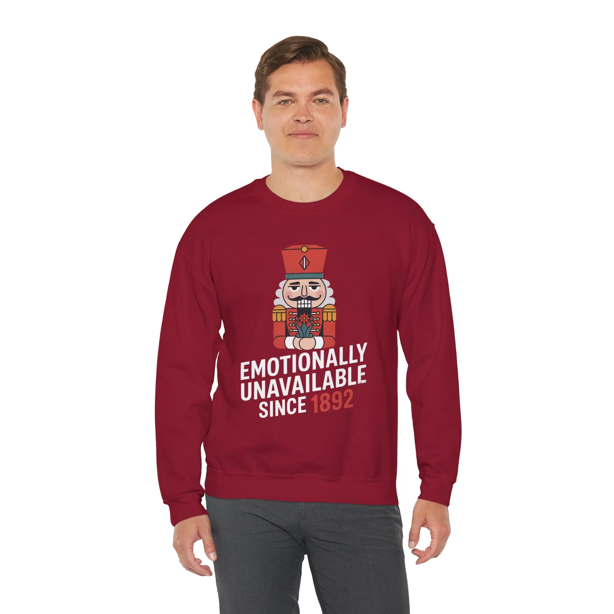 Emotionally Unavailable Since 1892 Men's Sweatshirt, Funny Nutcracker Christmas Sweater, Holiday Gift for Him - Image 24