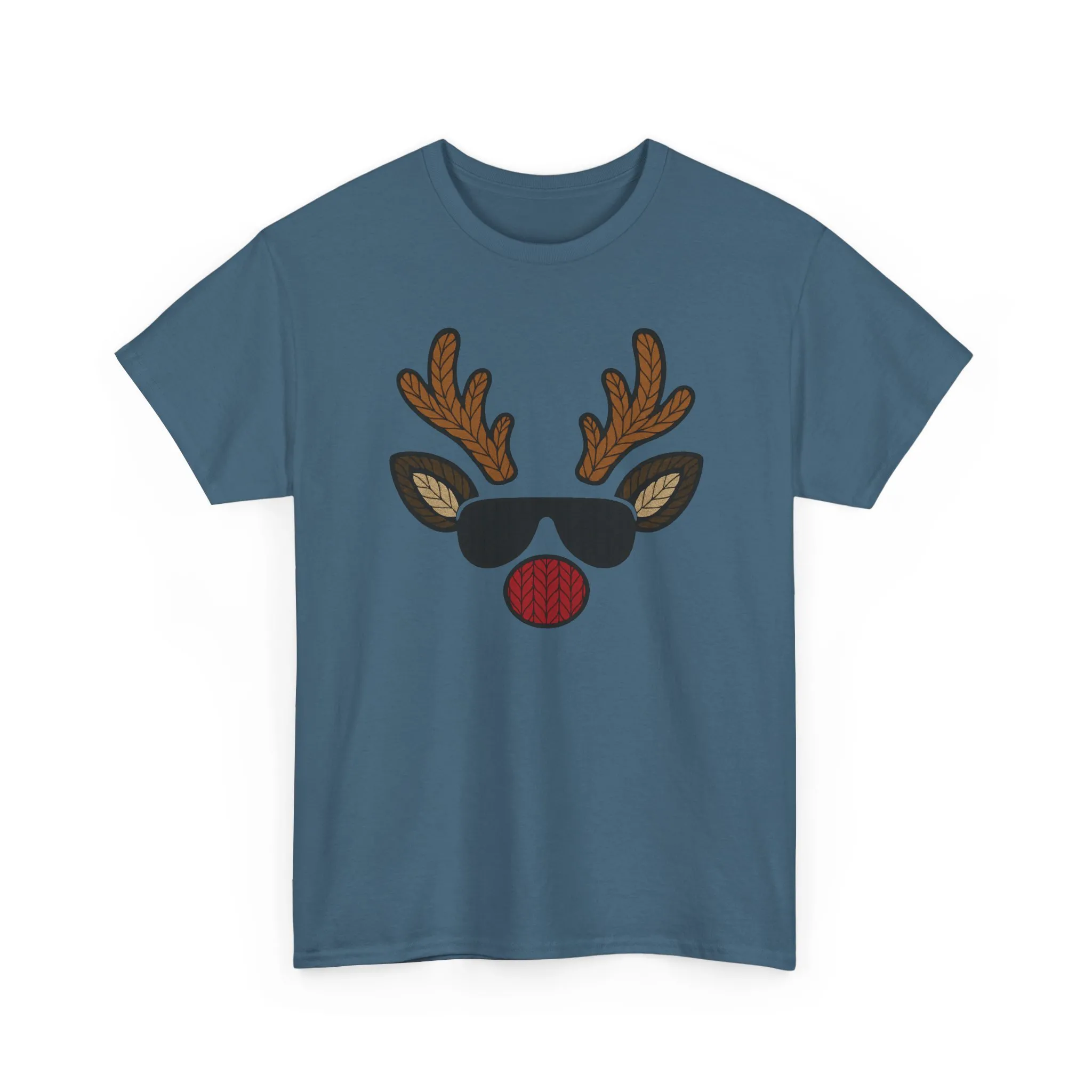 Men's Reindeer Face Christmas T-Shirt, Classic Holiday Tee, Father-Son Matching Outfit - Image 16