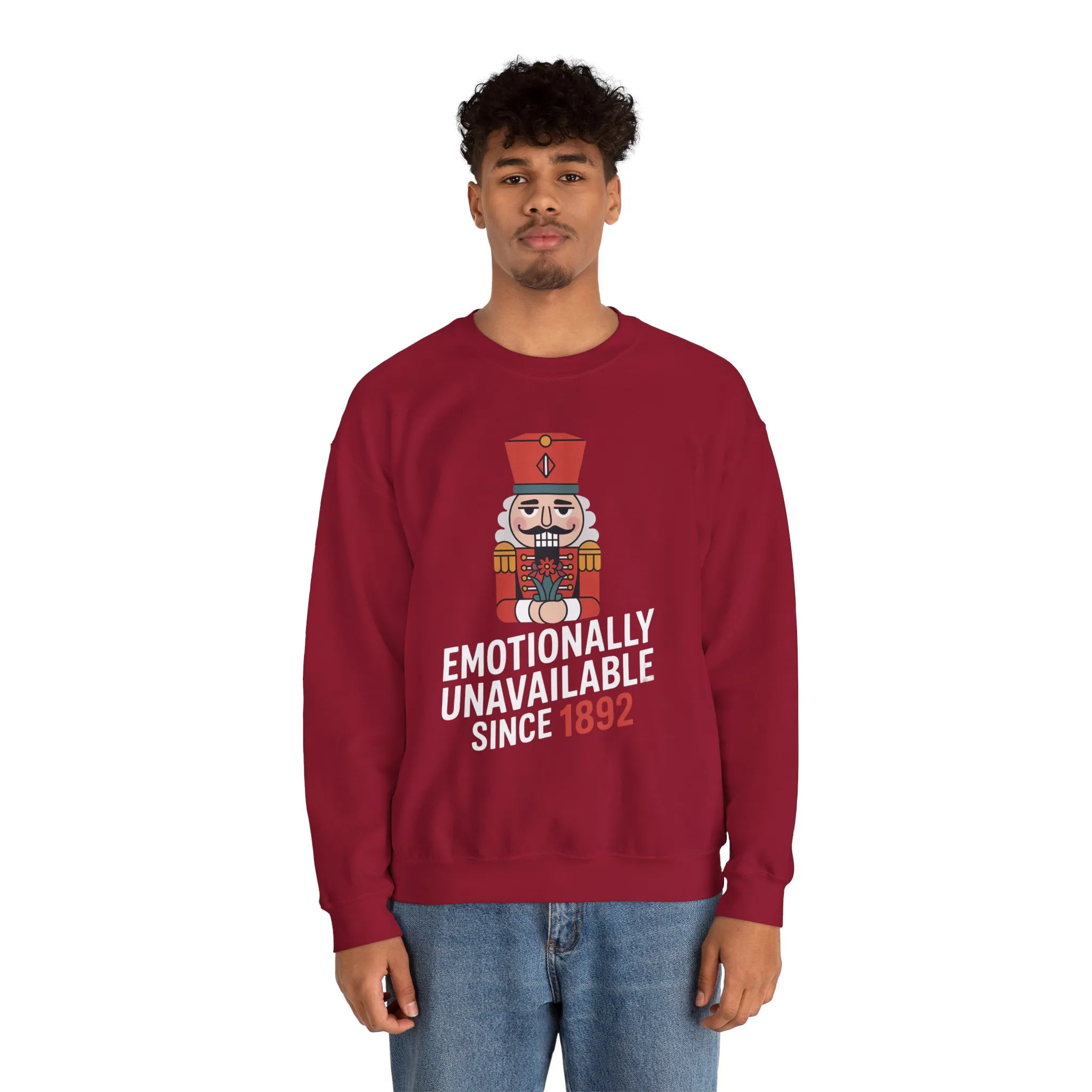Emotionally Unavailable Since 1892 Men's Sweatshirt, Funny Nutcracker Christmas Sweater, Holiday Gift for Him - Image 23