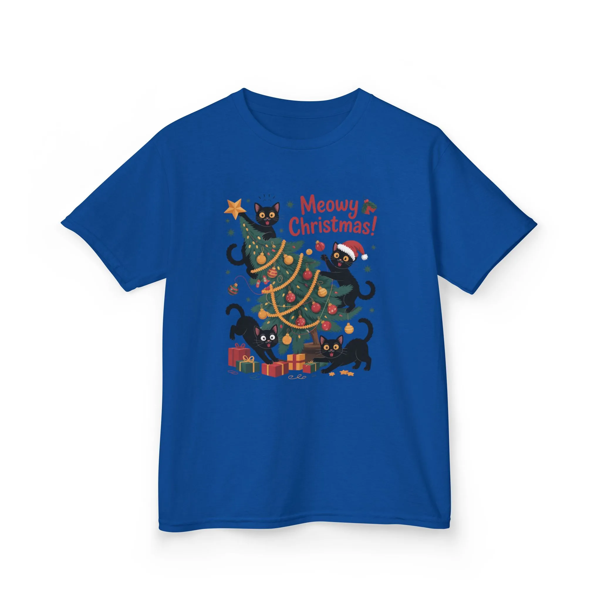 Kids Funny Cat Christmas Tree T-Shirt, Cute Black Cats Holiday Tee, Christmas Cat Chaos Shirt for Girls - Image 13