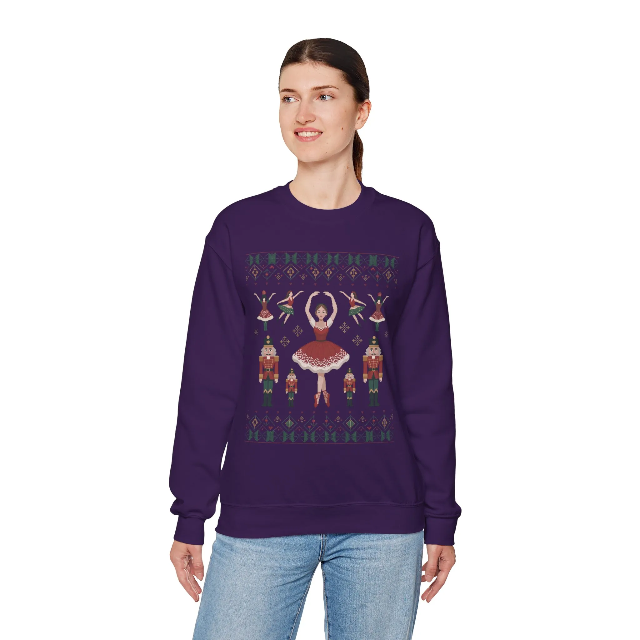 Nutcracker Ballerina Women's Christmas Sweatshirt, Cozy Ballet Sweater, Mom - Daughter Family Match Holiday Outfit - Image 24
