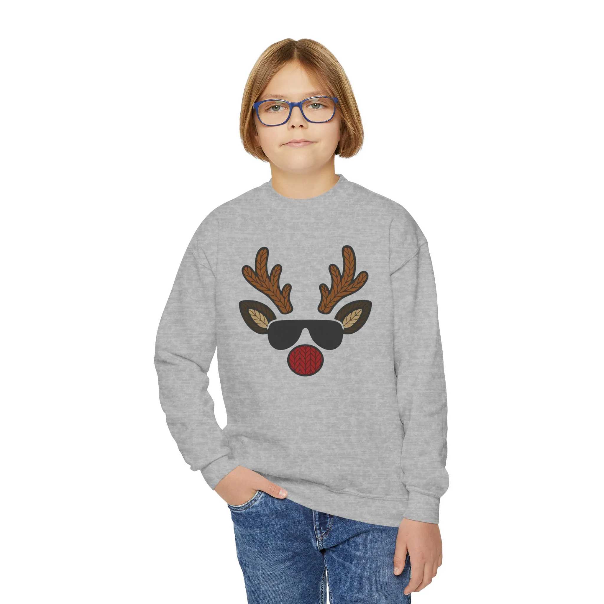Boys Reindeer Face Christmas Sweatshir,| Knitted Holiday Pullover, Father-Son Matching Outfit