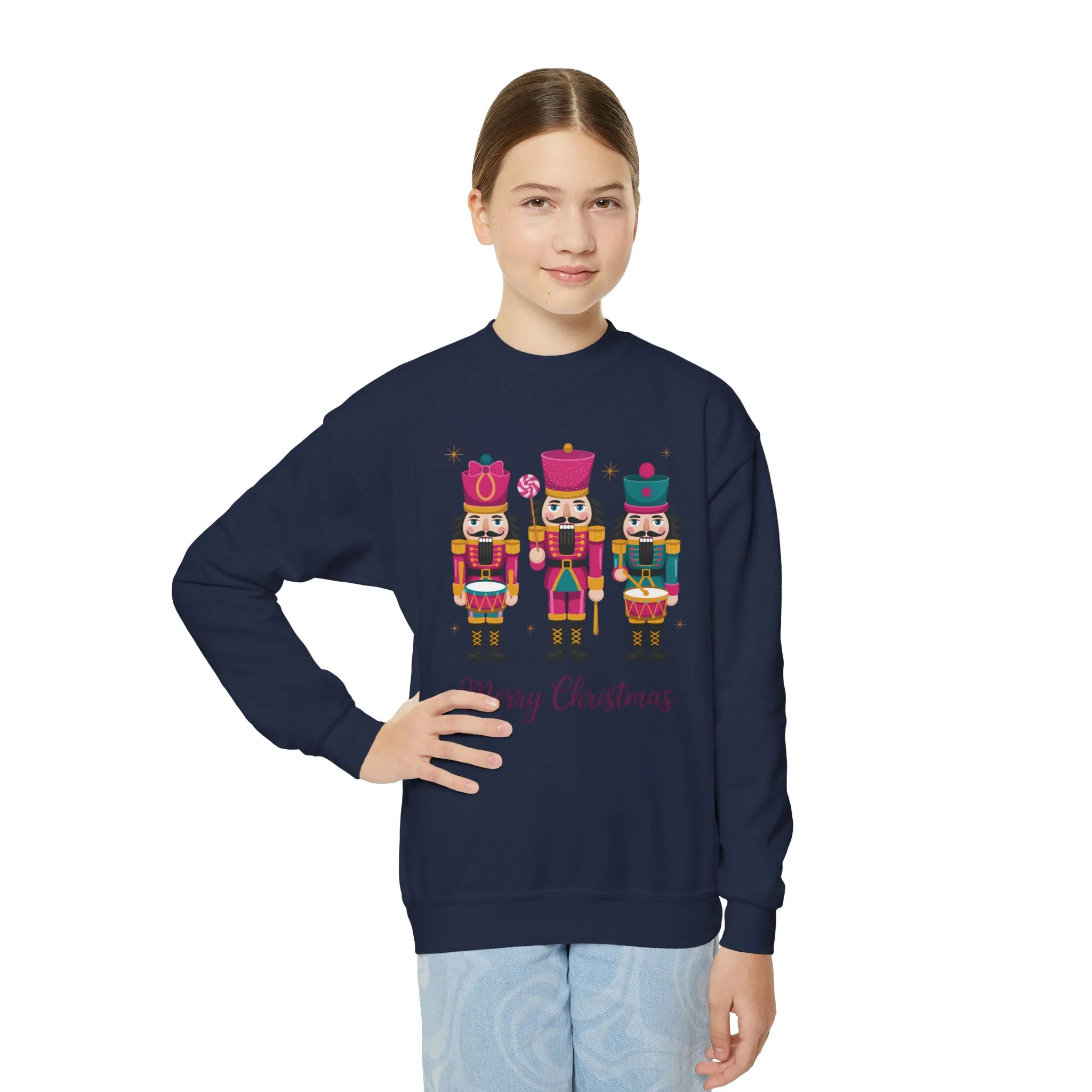 Three Nutcrackers Girls Christmas Sweatshirt, Cozy Holiday Sweater, Mom - Daughter Family Match Outfit - Image 9