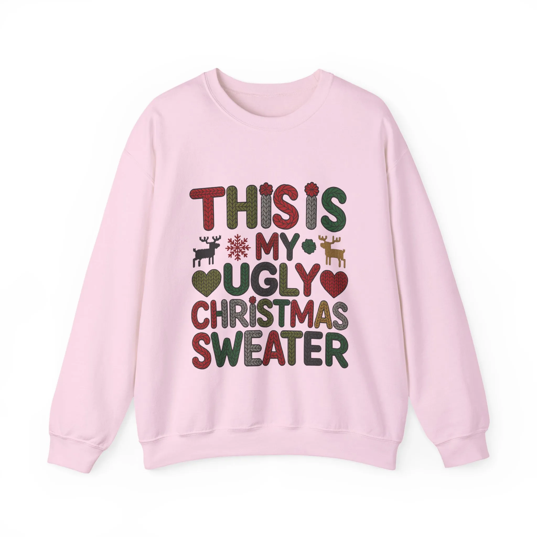 This Is My Ugly Christmas Sweater Women's Sweatshirt, Funny Holiday Pullover, Festive Knit Letter Design, Christmas Party Outfit - Image 19