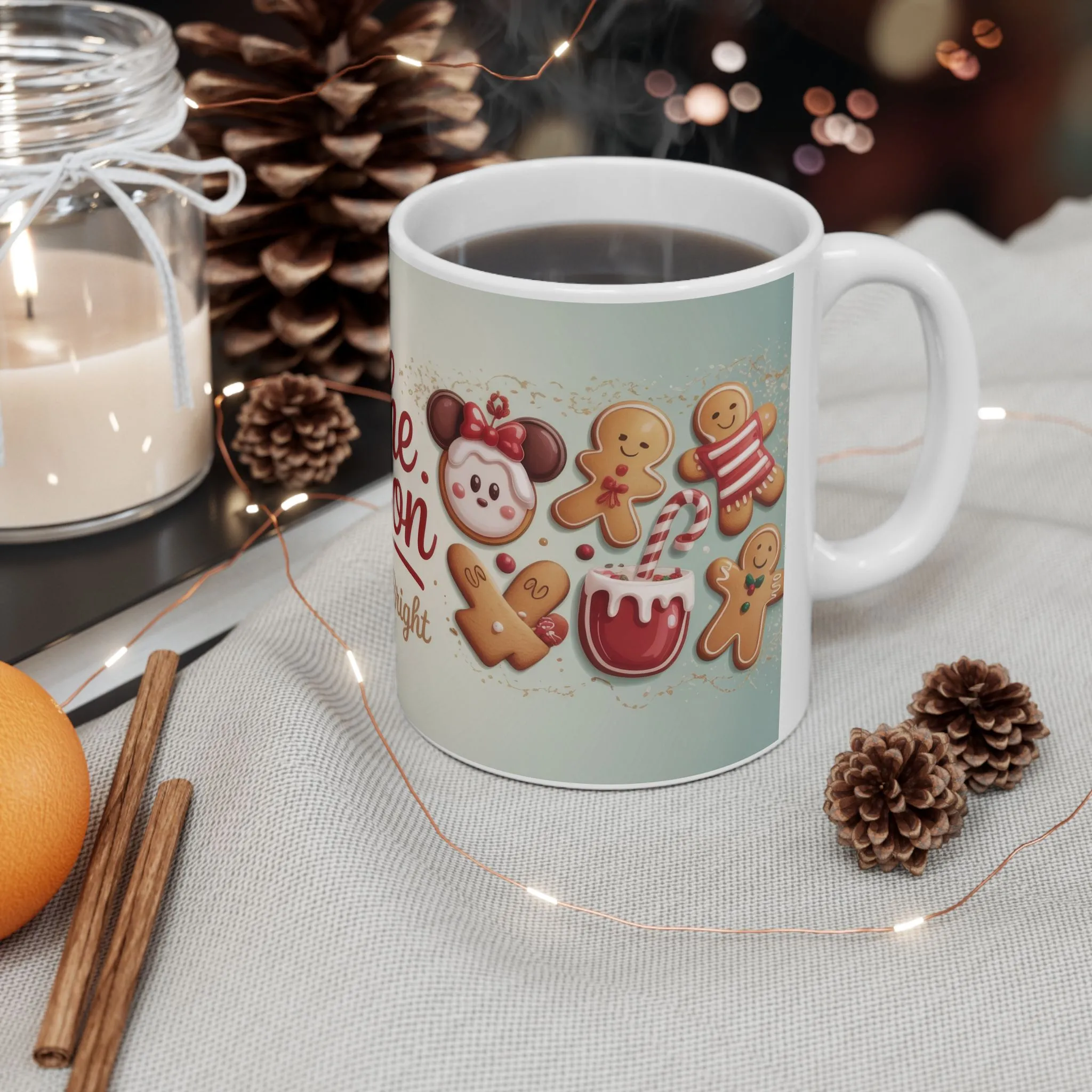 Tis The Season Christmas Mug, Gingerbread Cookie Cup, Cute Holiday Cocoa Mug, Merry - Bright Gift Idea, Ceramic Mug, (11oz, 15oz) - Image 5