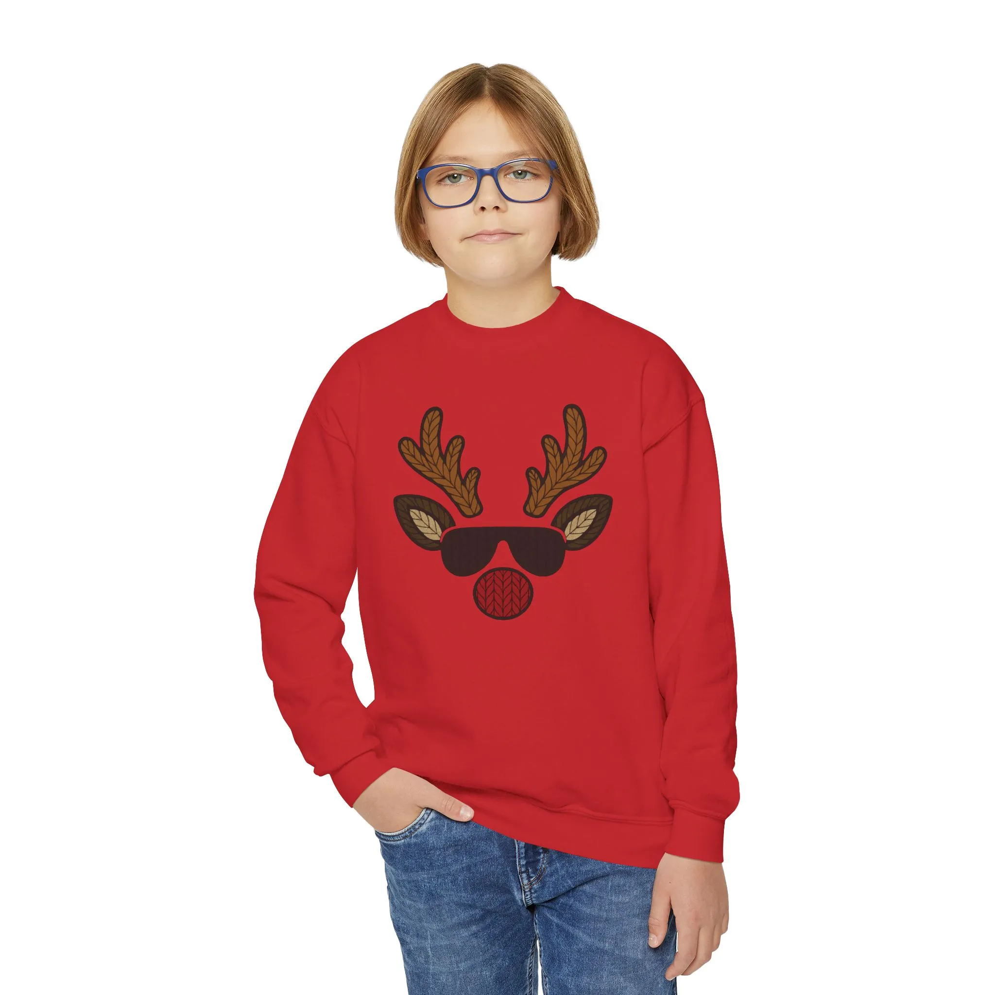 Boys Reindeer Face Christmas Sweatshir,| Knitted Holiday Pullover, Father-Son Matching Outfit - Image 8