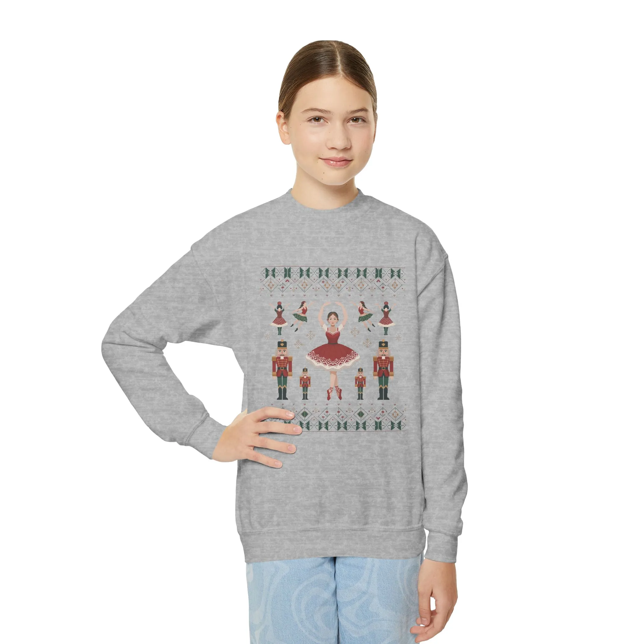Nutcracker Ballerina Girls Christmas Sweatshirt, Cozy Holiday Sweater, Mom - Daughter Family Match Outfit - Image 6