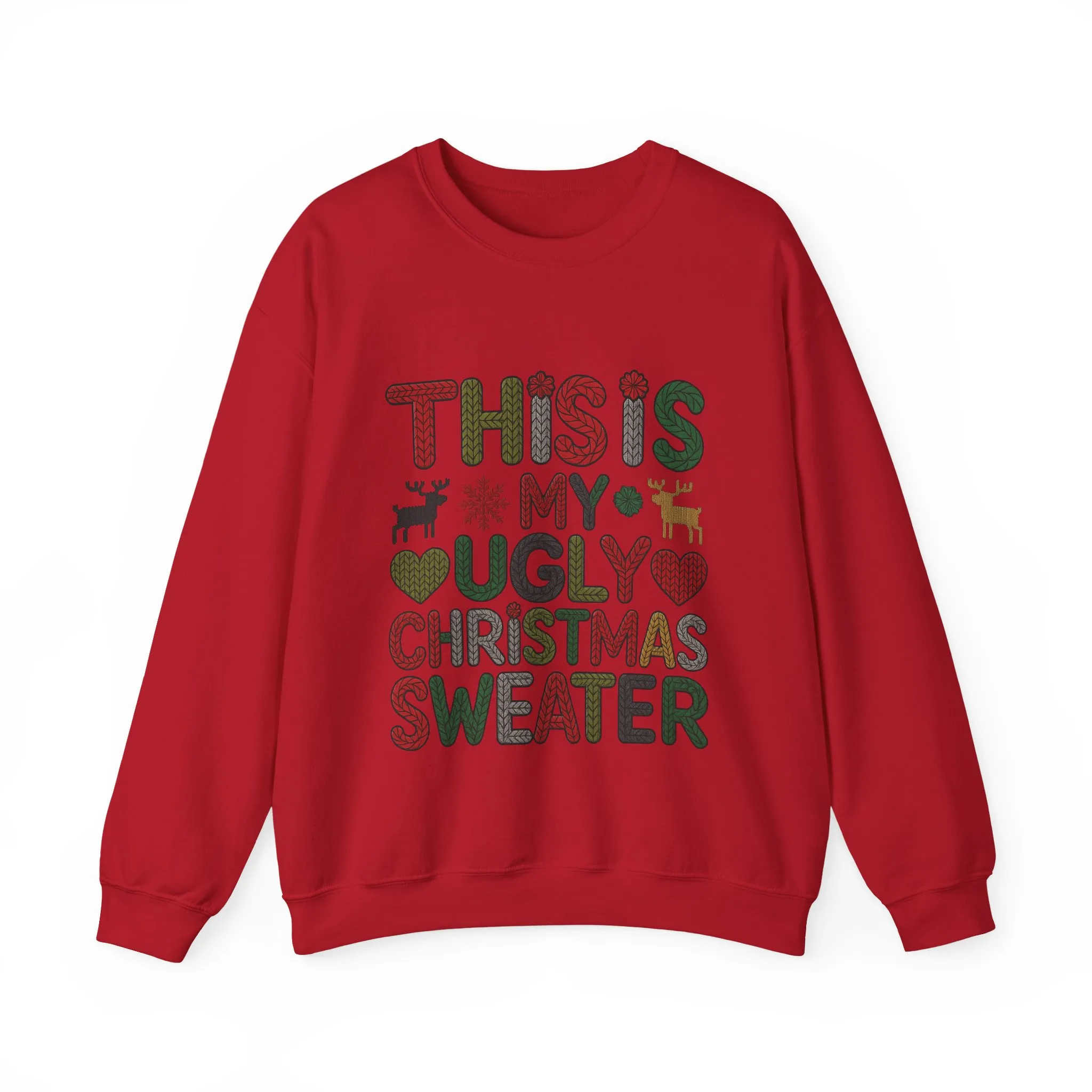 This Is My Ugly Christmas Sweater Women's Sweatshirt, Funny Holiday Pullover, Festive Knit Letter Design, Christmas Party Outfit - Image 25
