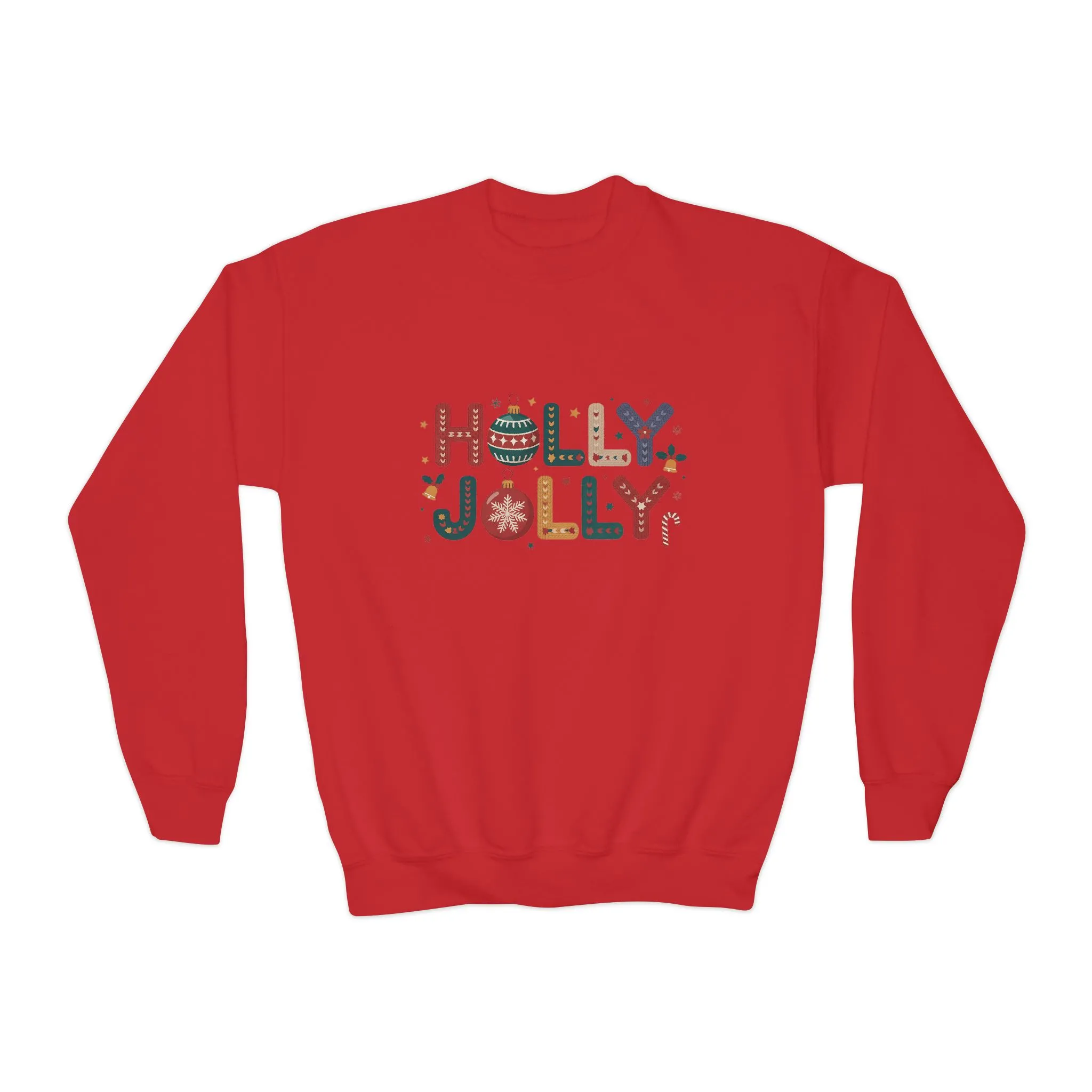 Girls Holly Jolly Christmas Sweatshirt, Cute Ornament Letter Pullover, Mother-Daughter Matching Outfit - Image 15