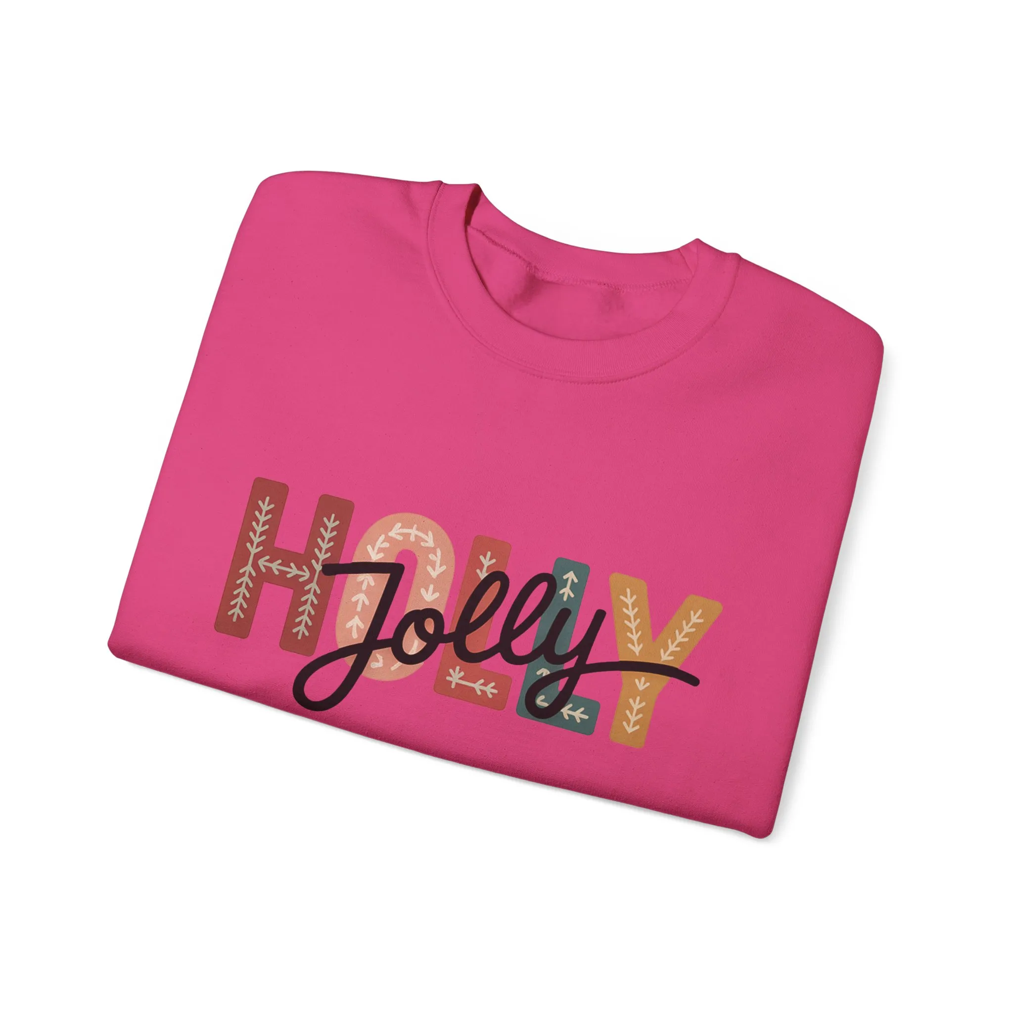 Women's Holly Jolly Christmas Sweatshirt, Minimal Festive Letter Design, Cozy Holiday Pullover, Mother-Daughter Matching Outfit - Image 30