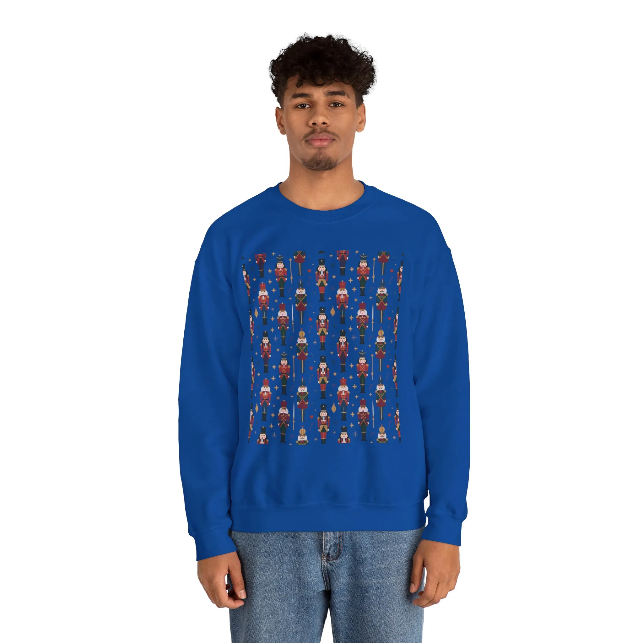 Nutcracker Pattern Men's Sweatshirt, Festive Christmas Pullover, Holiday Gift for Him - Image 20