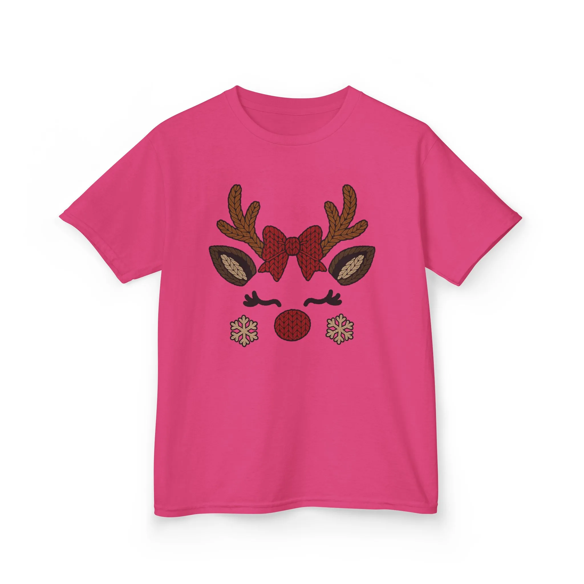 Girls Reindeer Face Christmas T-Shirt, Cute Holiday Tee, Mother-Daughter Matching Outfit - Image 11