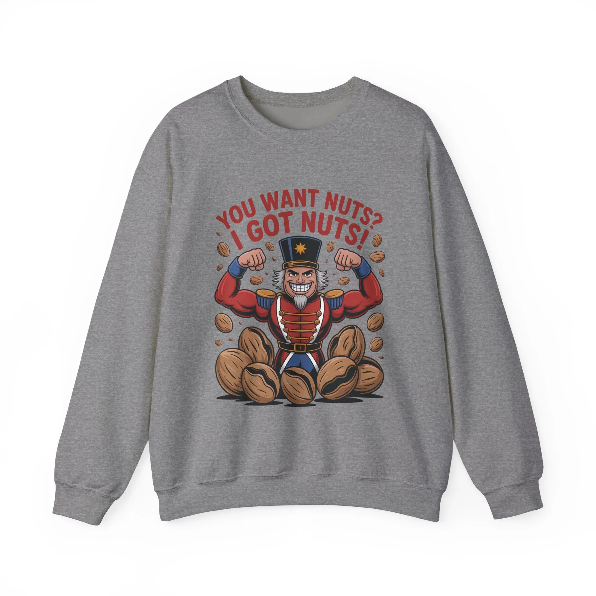 You Want Nuts? Got Nuts! Men's Sweatshirt, Funny Nutcracker Christmas Sweater, Holiday Gift for Him - Image 10