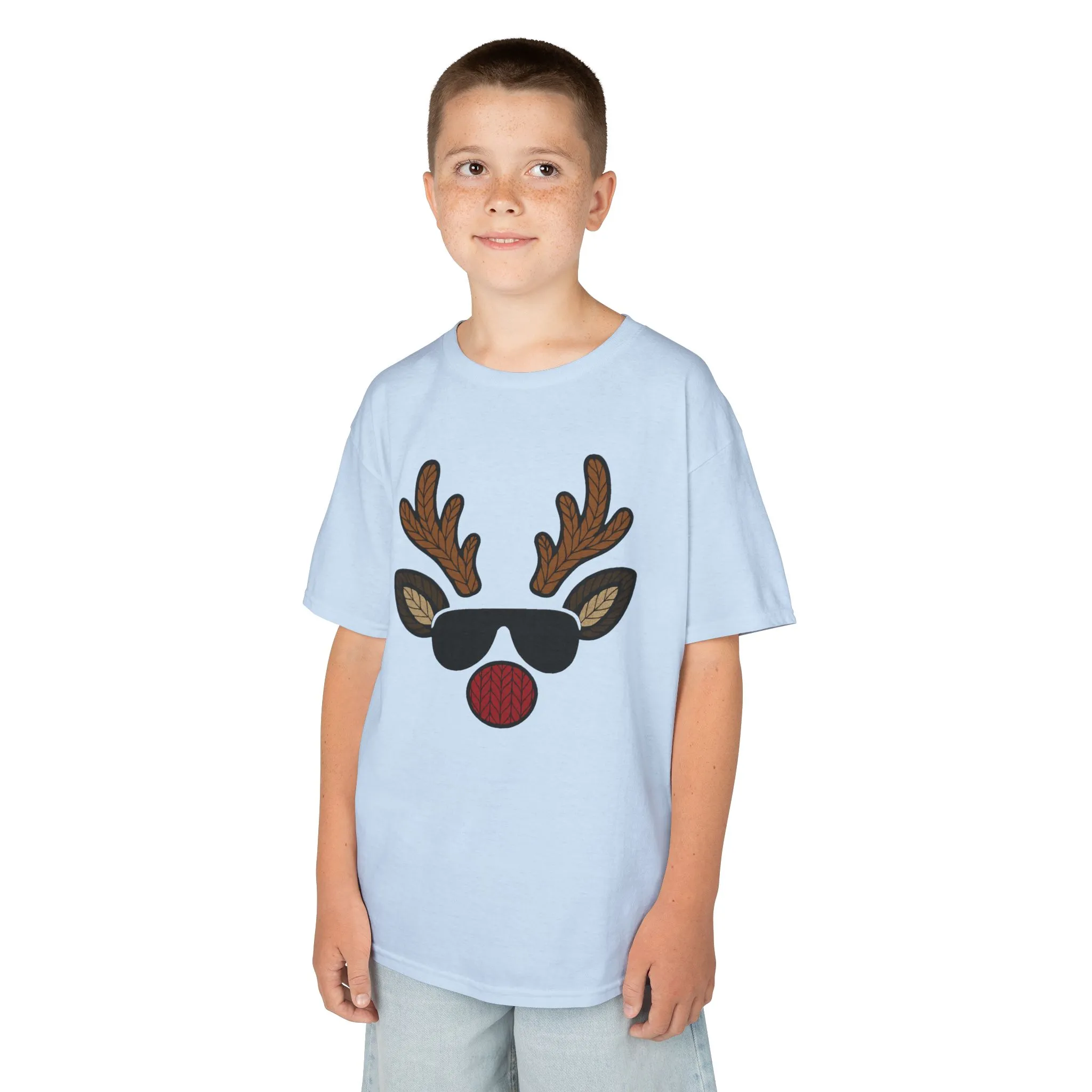 Boys Reindeer Face Christmas T-Shirt, Cute Knitted Holiday Tee, Father-Son Matching Outfit - Image 3